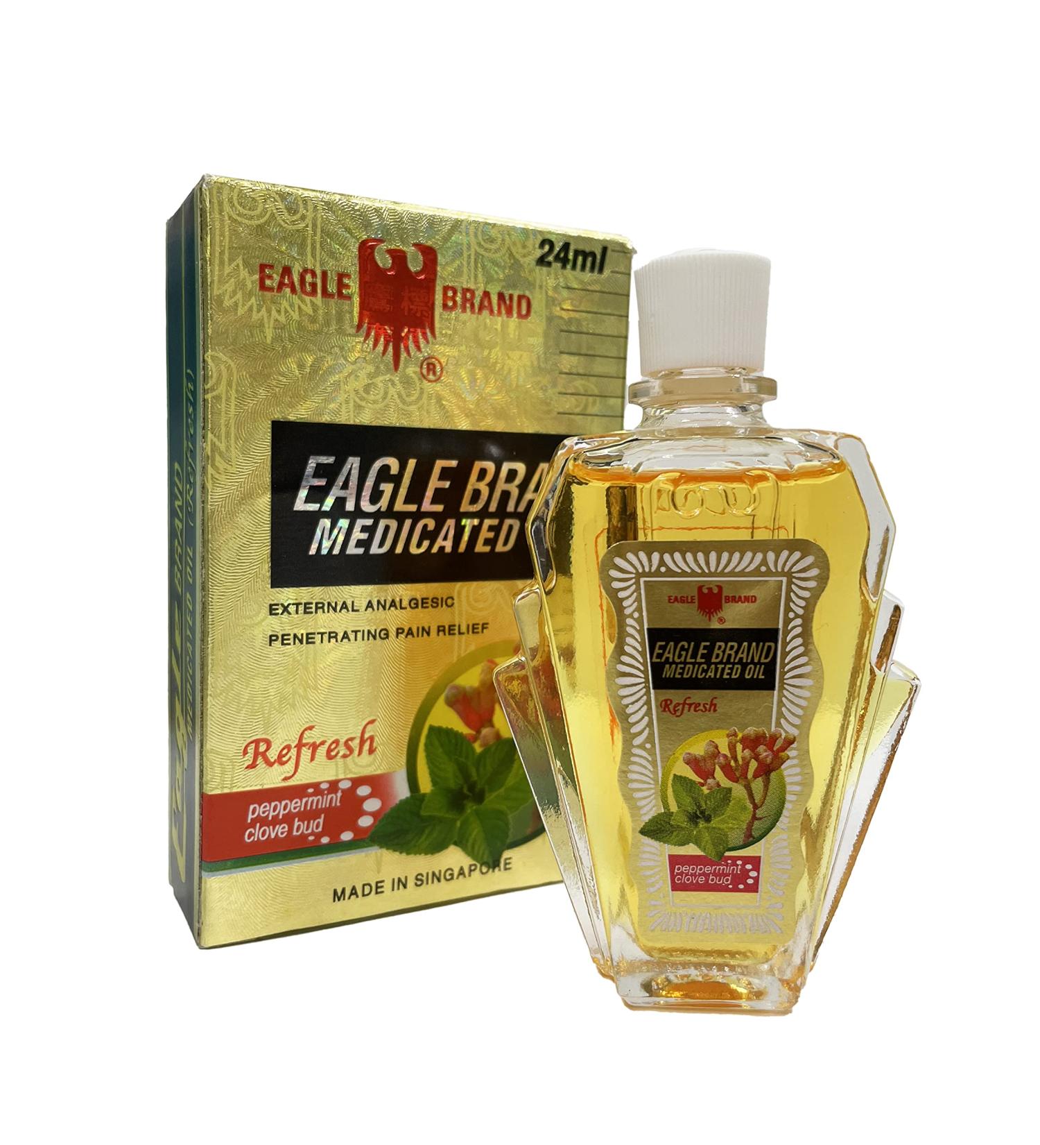 24ml Eagle Brand Medicated Oil - Refreshing Peppermint Clove Bud External Analgesic - Buy Online on GoSupps.com
