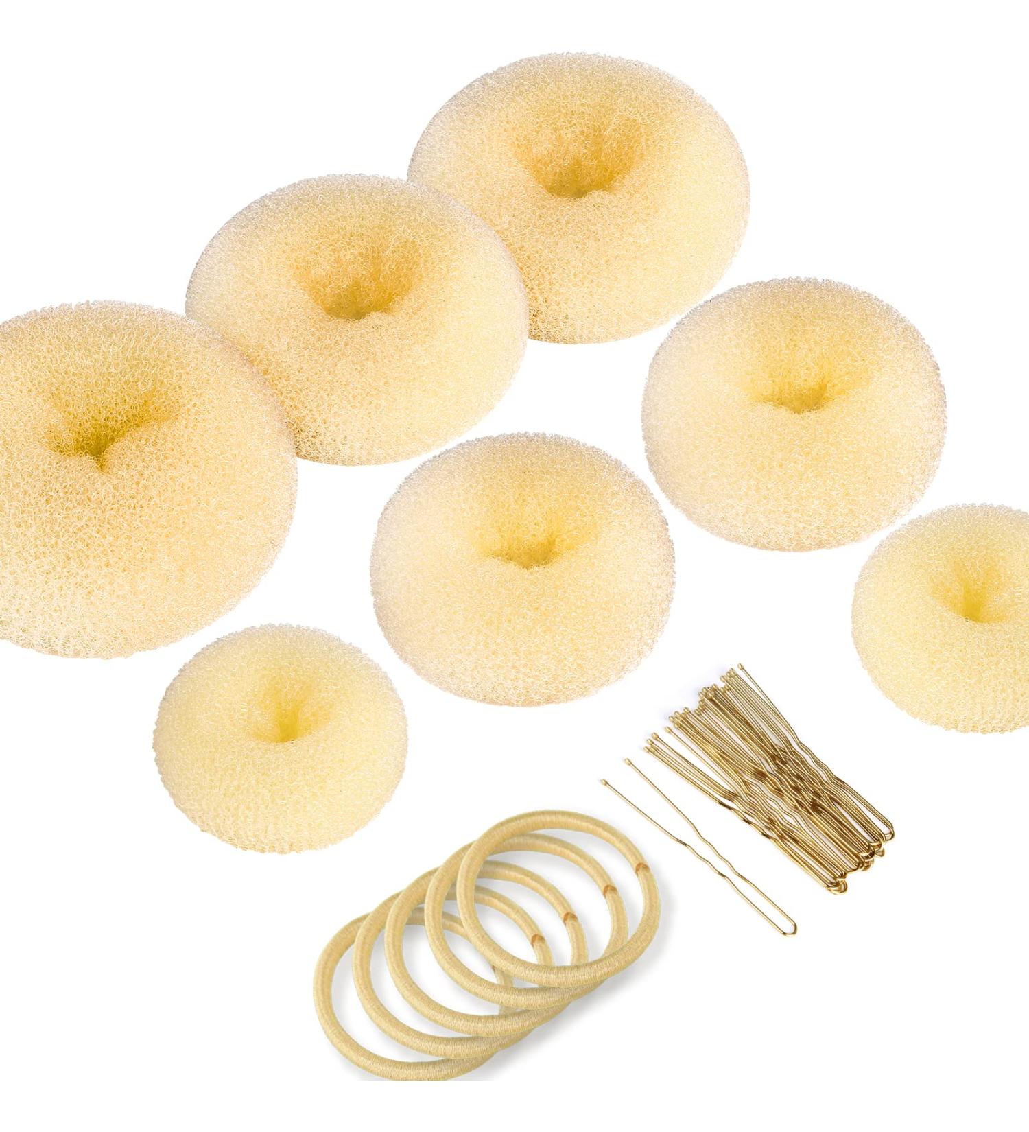 Teenitor Blonde Hair Donut Bun Maker Set - 7pcs Hair Bun Rings with Elastic Bands and Hair Pins for Ballet, Girls, Kids - Buy Online on GoSupps.com