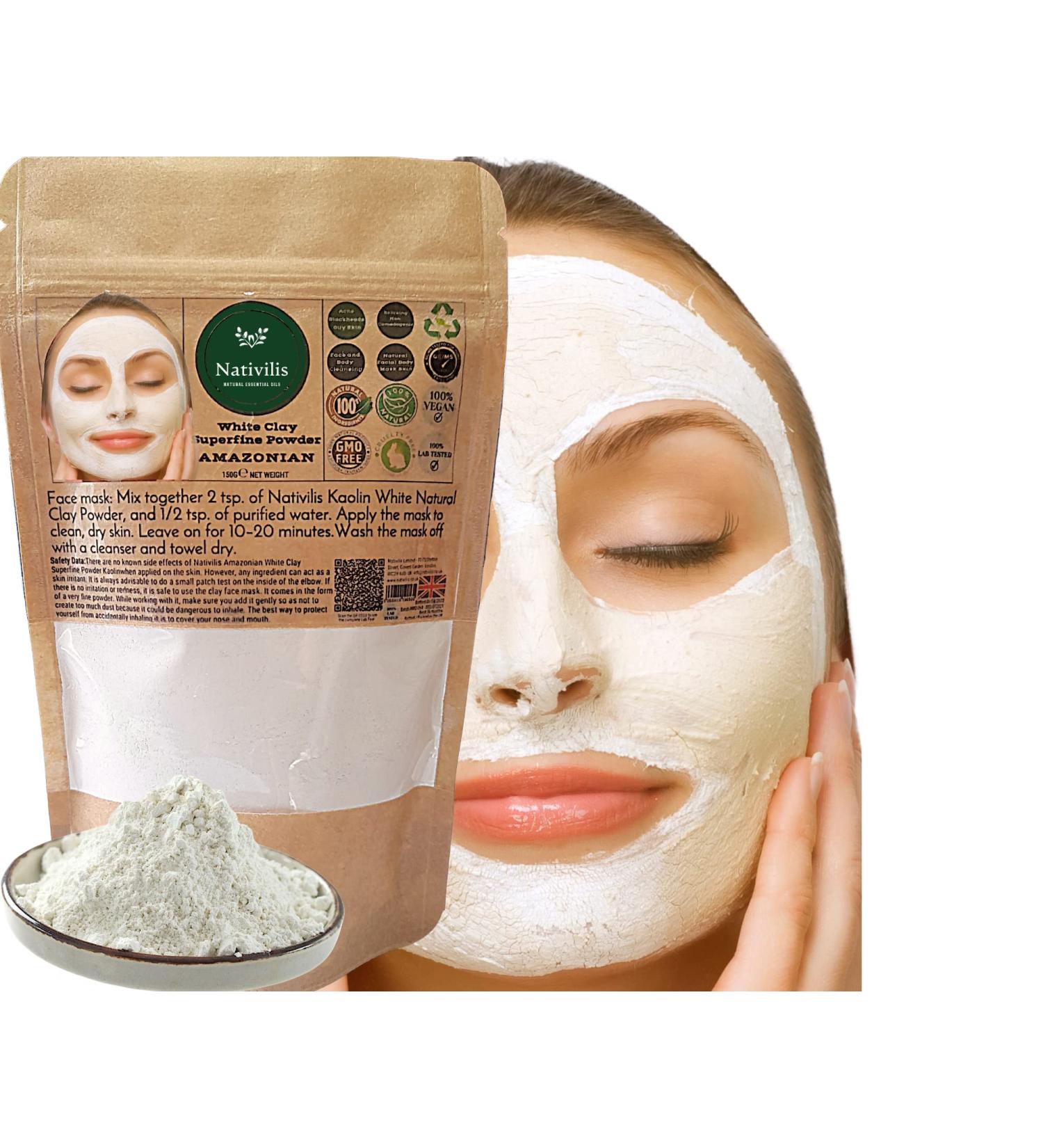 Nativilis Amazonian White Clay Superfine Powder Kaolin - Natural Facial Body Mask Skin Regenerator - Moisturizing Cleansing - Non Comedogenic - Copaiba benefits - Buy Online on GoSupps.com