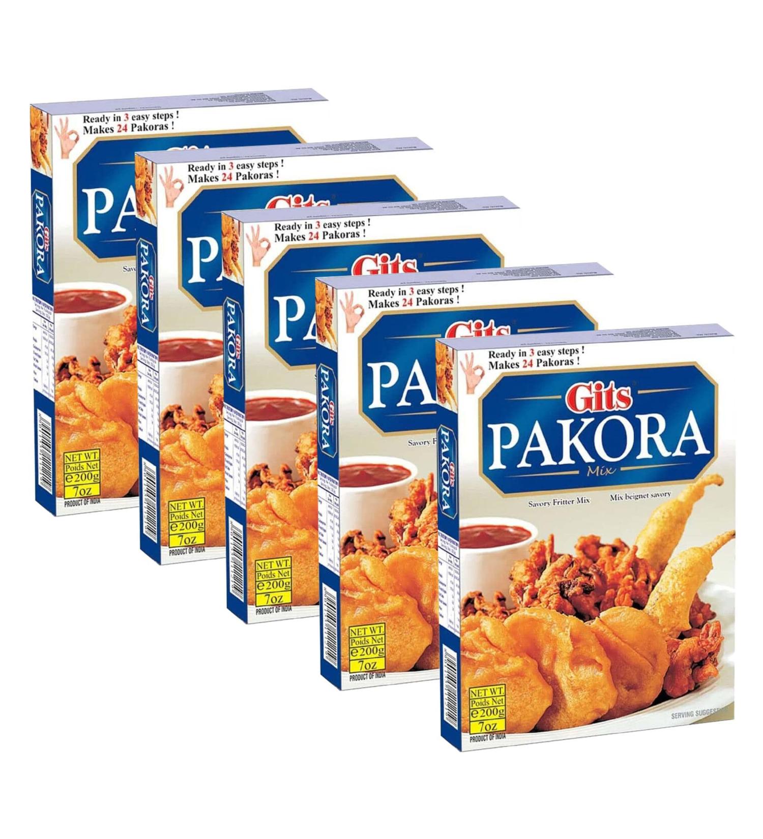Gits Pakora Snack Mix 200g - Mildly Spiced Dumplings Made Of Chickpea Flour - A Traditional Indian Savory Snack Makes 60 Pakoras (Pack of 5) - Buy Online on GoSupps.com