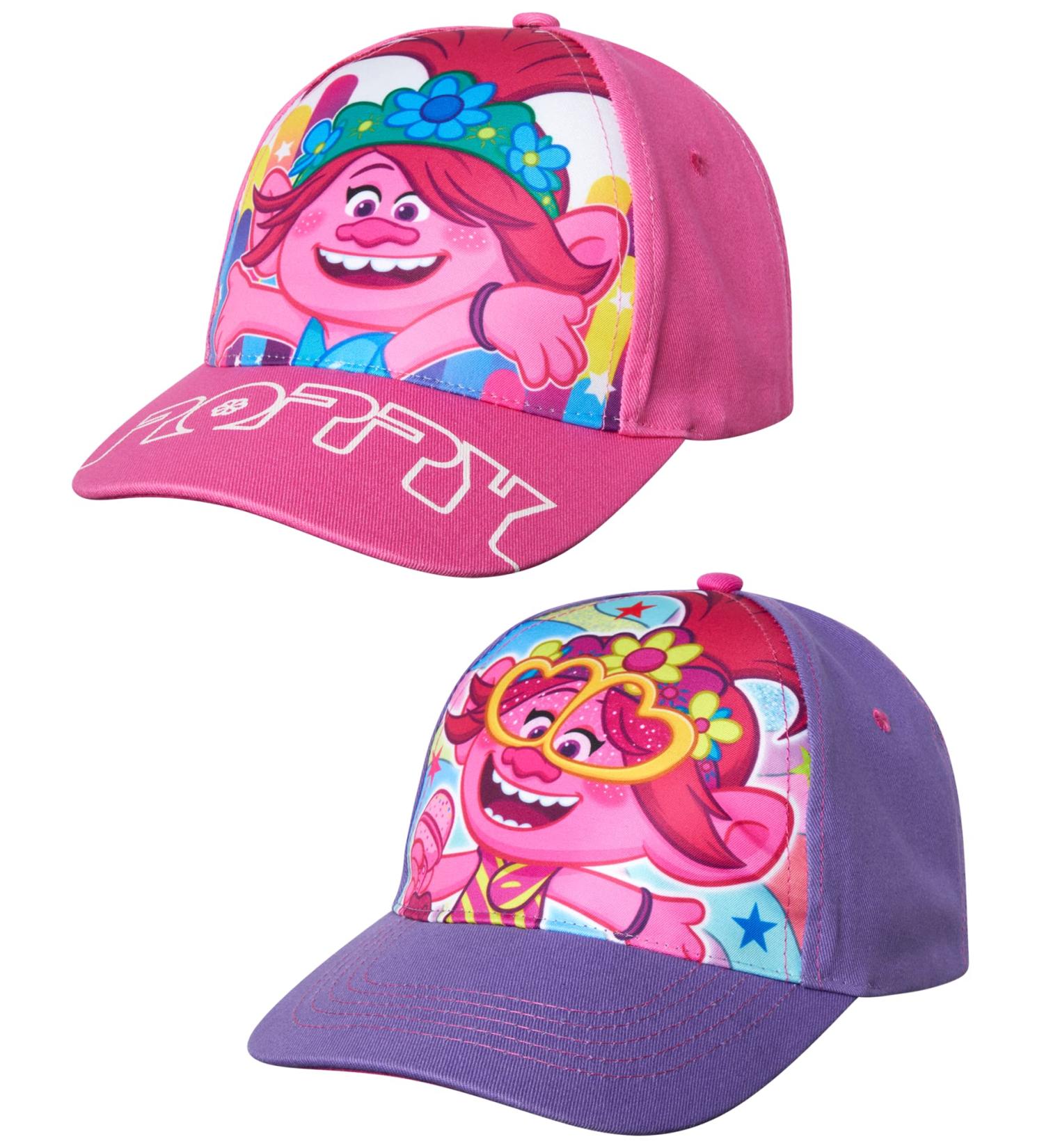 DreamWorks Girls' Trolls 2-Pack Poppy Baseball Caps, Curved Brim Strap Back Hats (4-7) Pink/Purple - Ages 4-7 - Buy Online on GoSupps.com