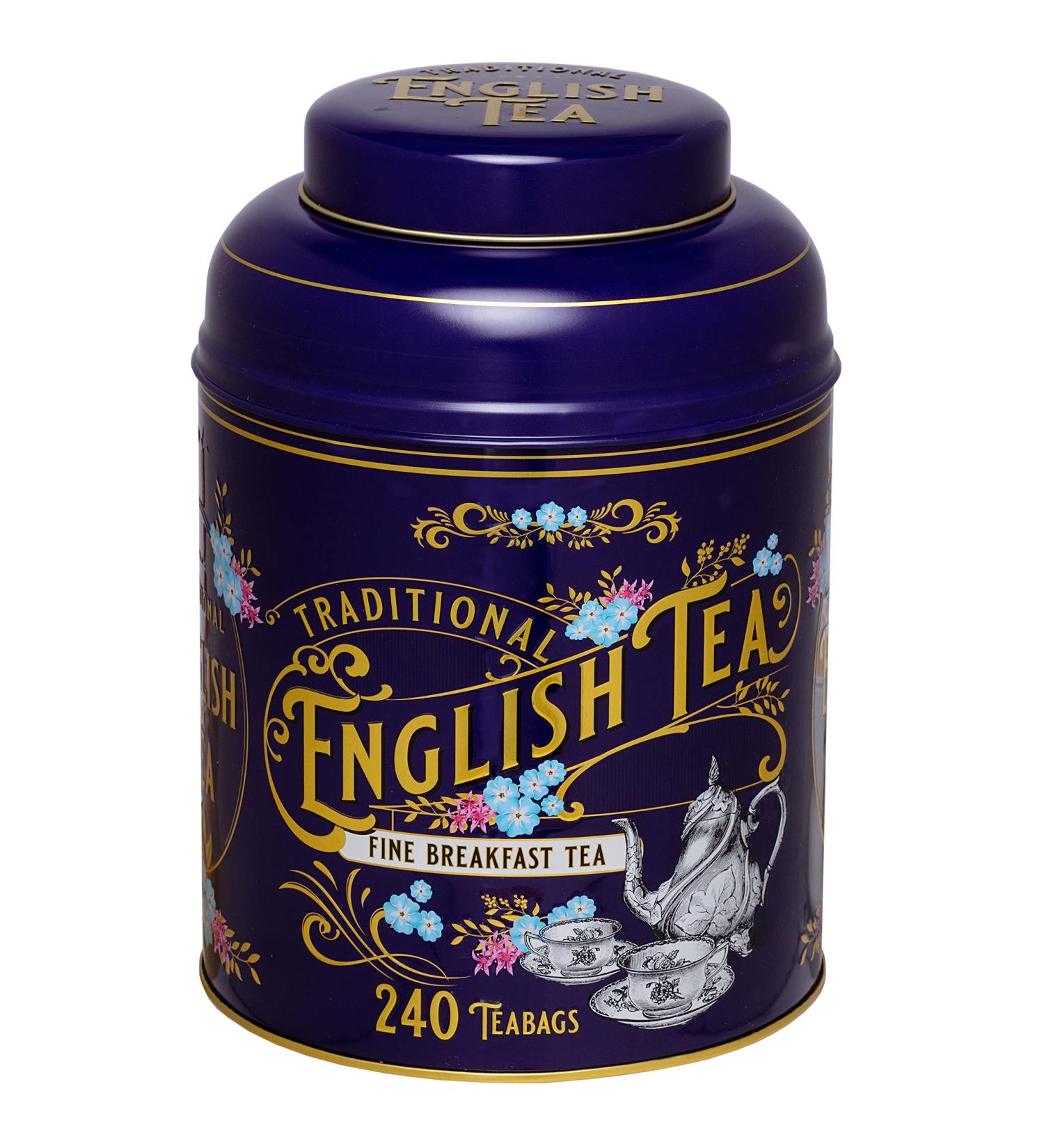 New English Teas Vintage Victorian Tea Tin in Purple with 240 English Breakfast Teabags - Buy Online on GoSupps.com