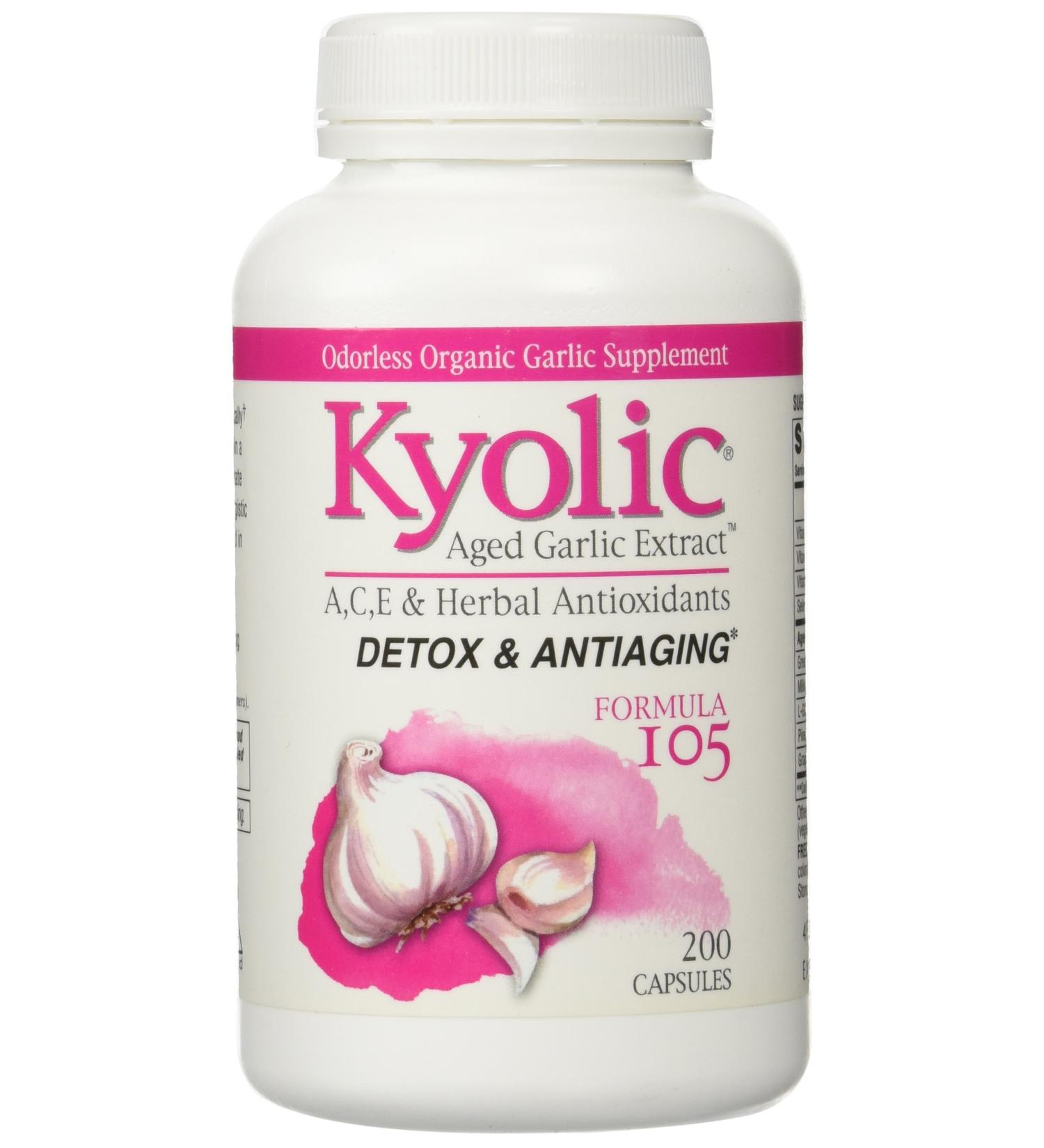 Kyolic Aged Garlic Extract Detox & Anti-Aging 200 Capsules - Immune Support & Heart Health - Buy Online on GoSupps.com