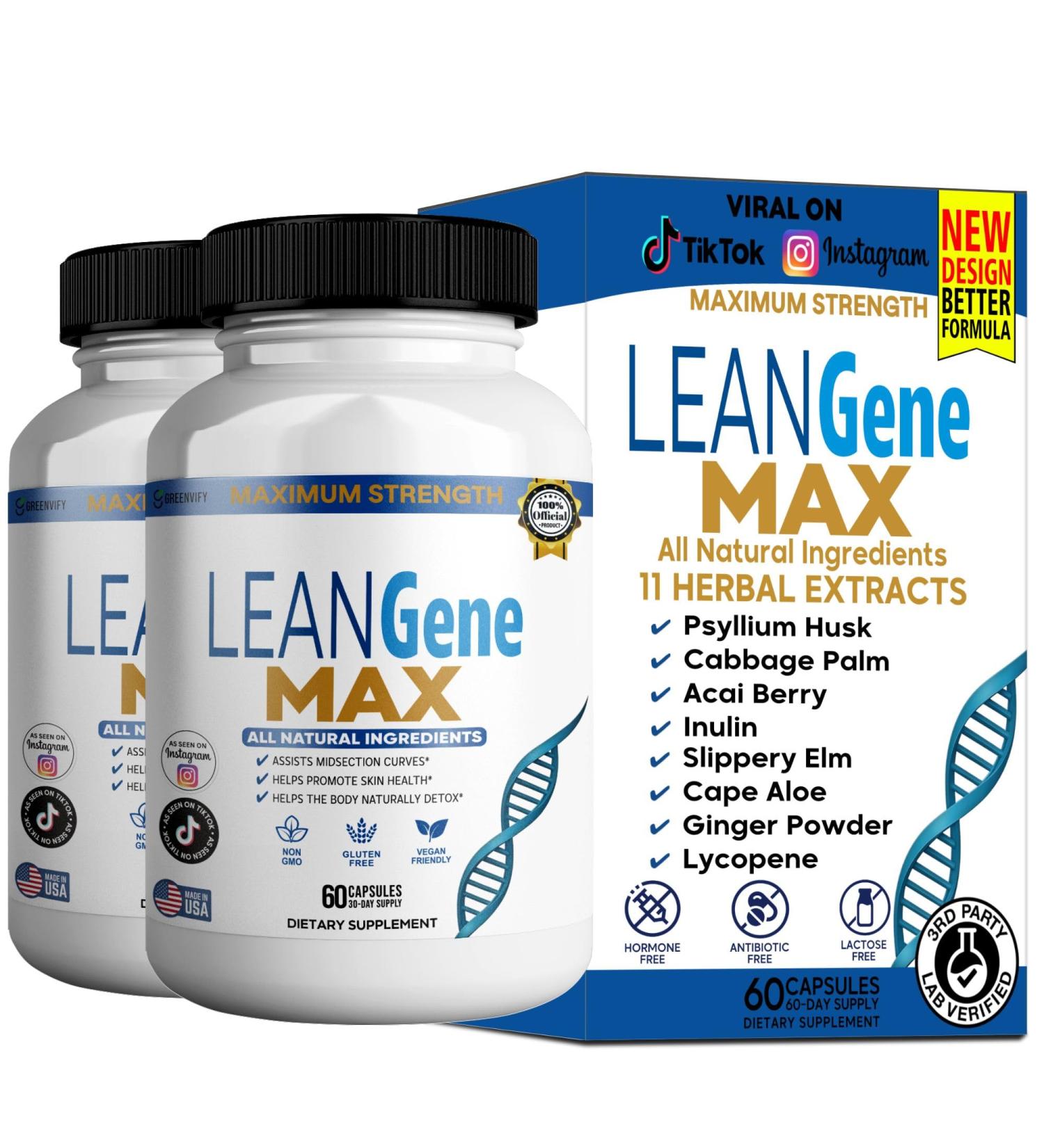 GREENVIFY LEANGene MAX Dietary Supplement Maximum Strength All Natural Ingredients 60 Capsules 30-Day Supply (2) - Buy Online on GoSupps.com