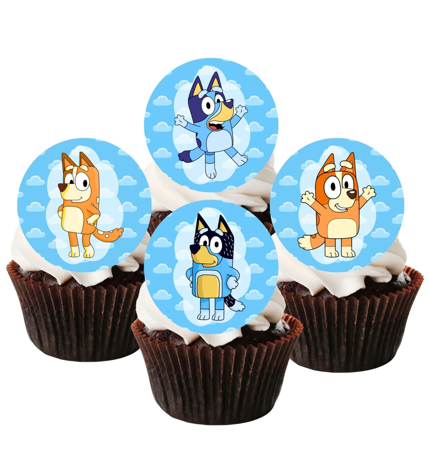 24 Bluey Cupcake Toppers Theme #1 Edible Bluey Cake Topper Bluey Birthday Decorations Blue Family Edible Cake Topper Puppy Cake Decorations Blue y Party Decorations - Buy Online on GoSupps.com