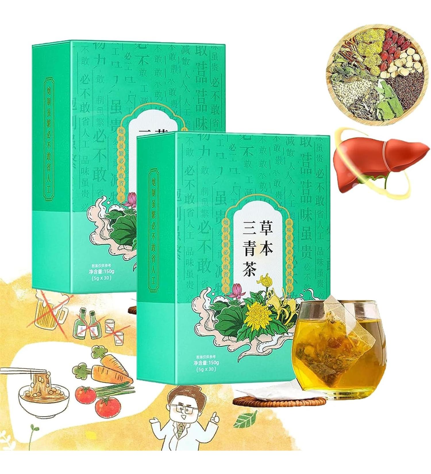 Herbal Three Green Tea 2023 New Liver Support Tea Chinese Everyday Herbal Nourishing Liver Tea Organic Liver Cleanse Detox & Repair Tea Bags 2pcs - Buy Online on GoSupps.com