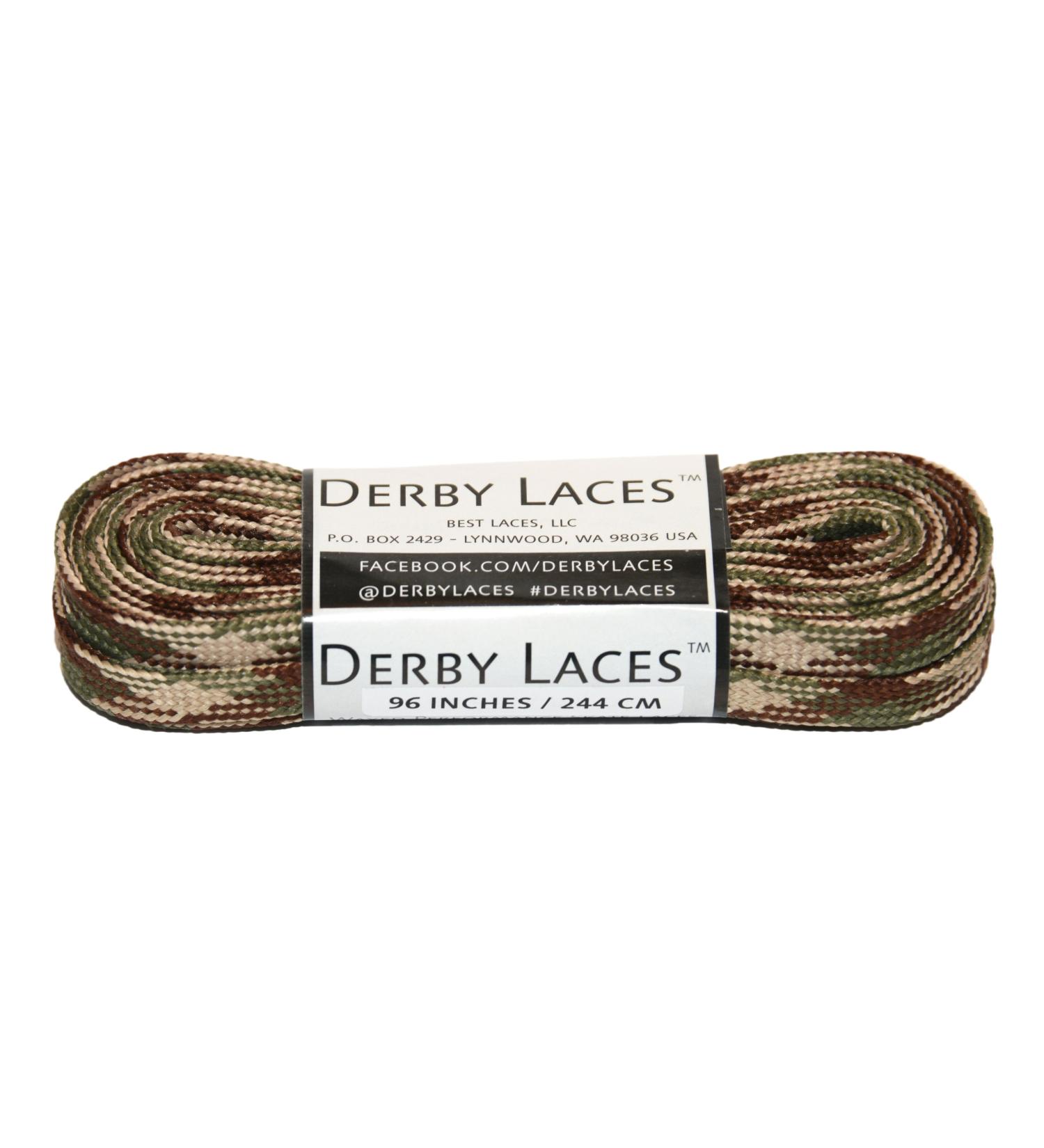 Derby Laces Camouflage 96 Inch Waxed Skate Lace for Roller Derby, Hockey and Ice Skates, and Boots