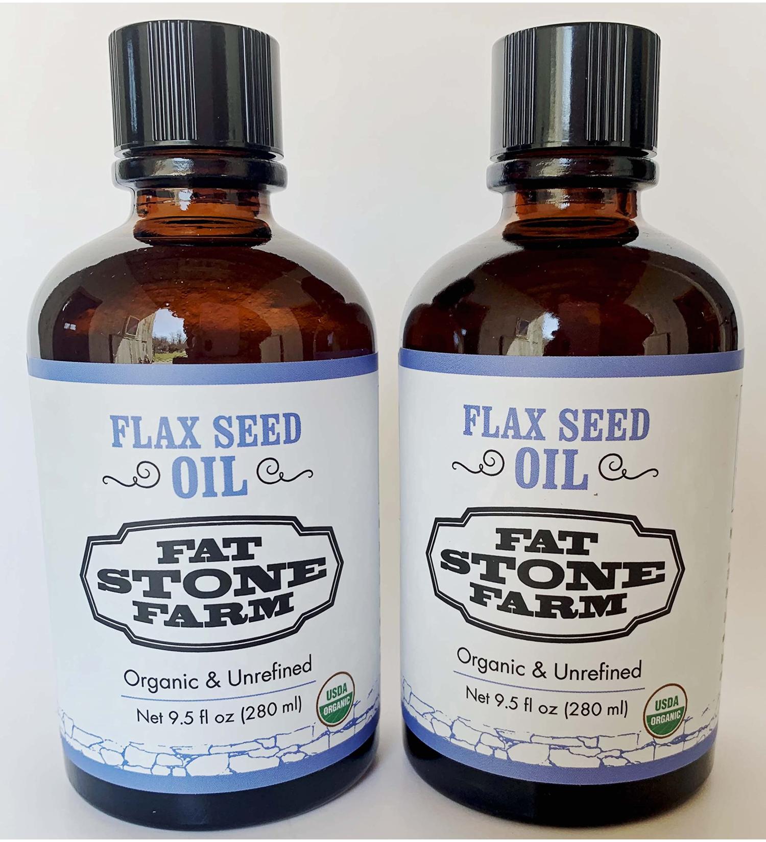 Fat Stone Farm Fresh Organic Cold-Pressed Flax Oil 18.6 fl. oz - 100% Pure, USA-Made - Buy Online on GoSupps.com