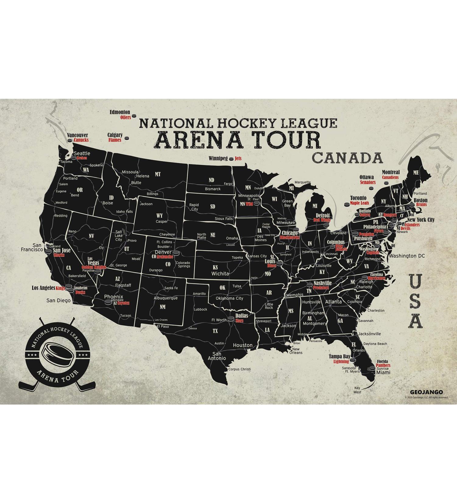 Geojango Hockey Arena Map Poster - 24Wx16H - Buy Online on GoSupps.com