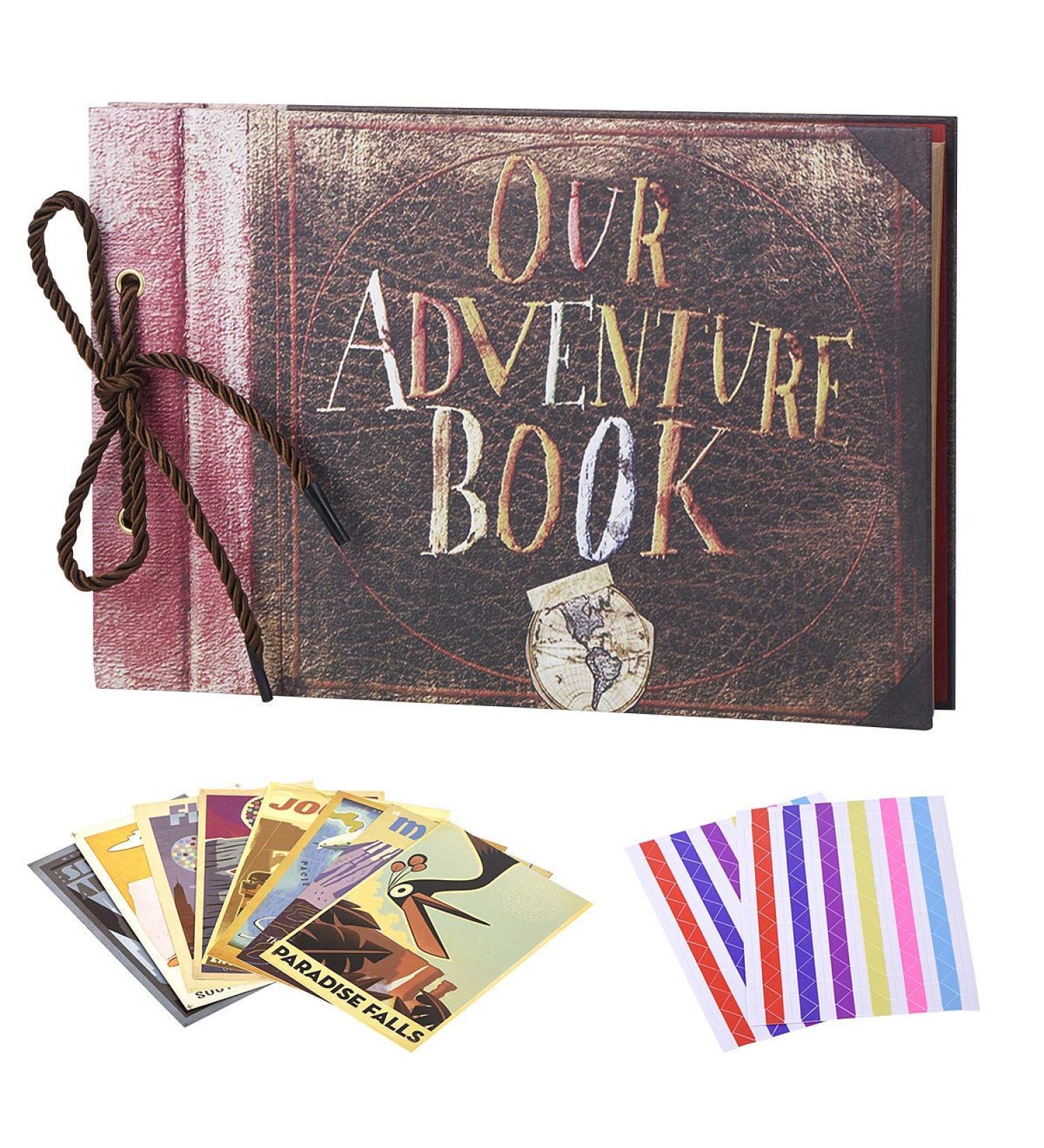 LINKEDWIN Adventure Book Scrapbook Album with Movie Themed Postcards - Wedding & Anniversary Photo Memory Keepsake - 11.6 x 7.5 inch, 80 Pages (Light Brown) - Buy Online on GoSupps.com