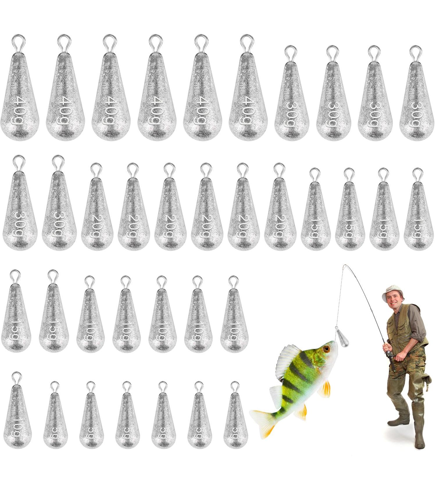 Fzyisw 720g Drop Shape Fishing Weight Kit - 36 pcs Lead Fishing Set for Outdoors - 5g to 40g Pear Lifting Weights - Buy Online on GoSupps.com
