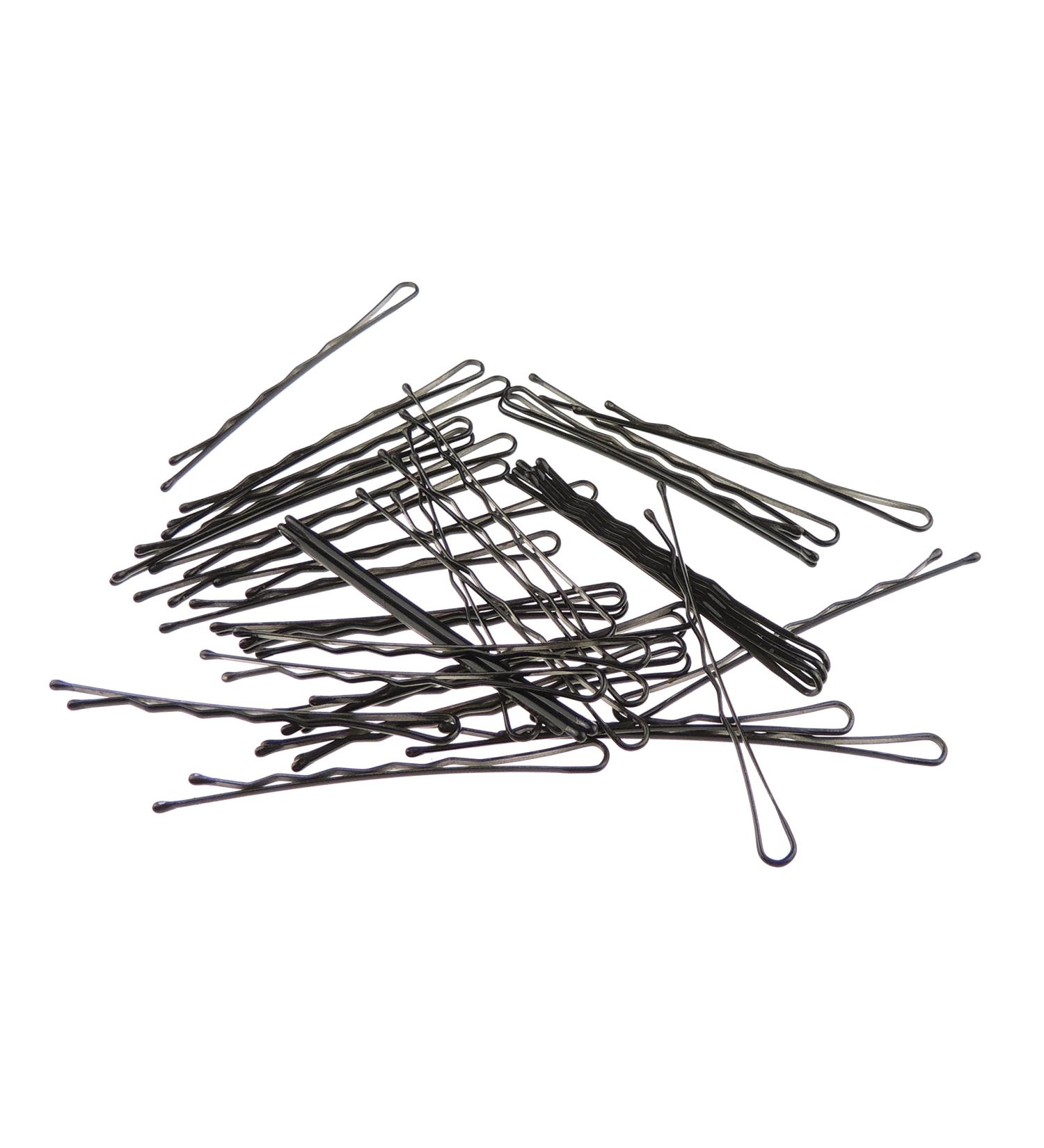 Card of 36 Womens Girls Wedding Party Accessories Slides Hairpin Thick Thin Fine Long Short Hair Dresser Styling Stylist Kirby Slides Clips Grips Wavy Bobby U Pins 6.5cm Black