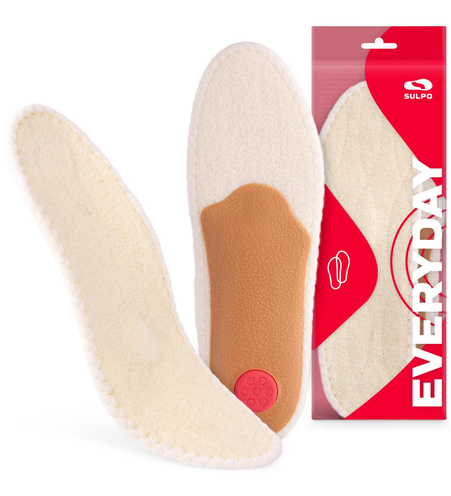 Orthopedic Winter Insoles - Sulpo Extra Warm Wool Supports for Flat Feet Ideal for Nurses Doctors Teachers | Sizes 35-46 - Buy Online on GoSupps.com