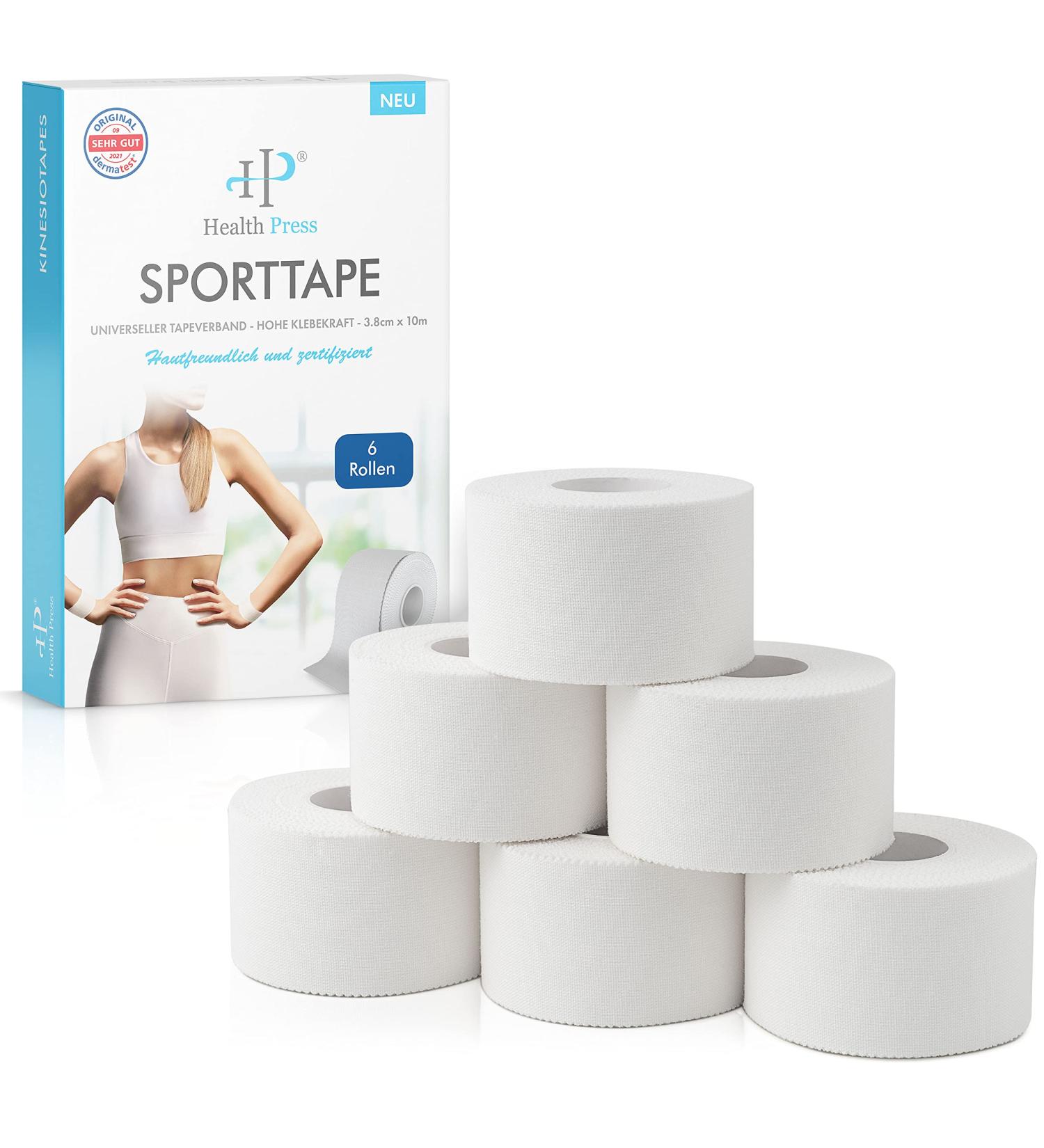 Sports Tape - 6 Rolls (3.8cm x 10m) | Tearable White Professional Sport Tape for All Sports | Buy Now! - Buy Online on GoSupps.com