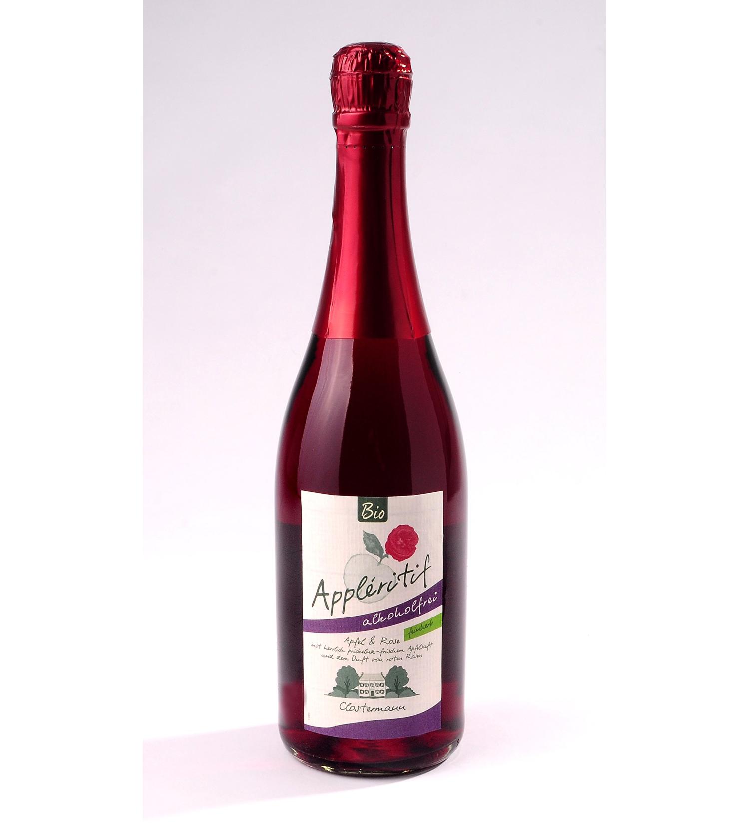 ORGANIC Appl ritif Apple & Rose with ARONIA - semi-dry ALCOHOL-FREE Obsthof Clostermann-Neuhollandshof Niederrhein 750 ml
