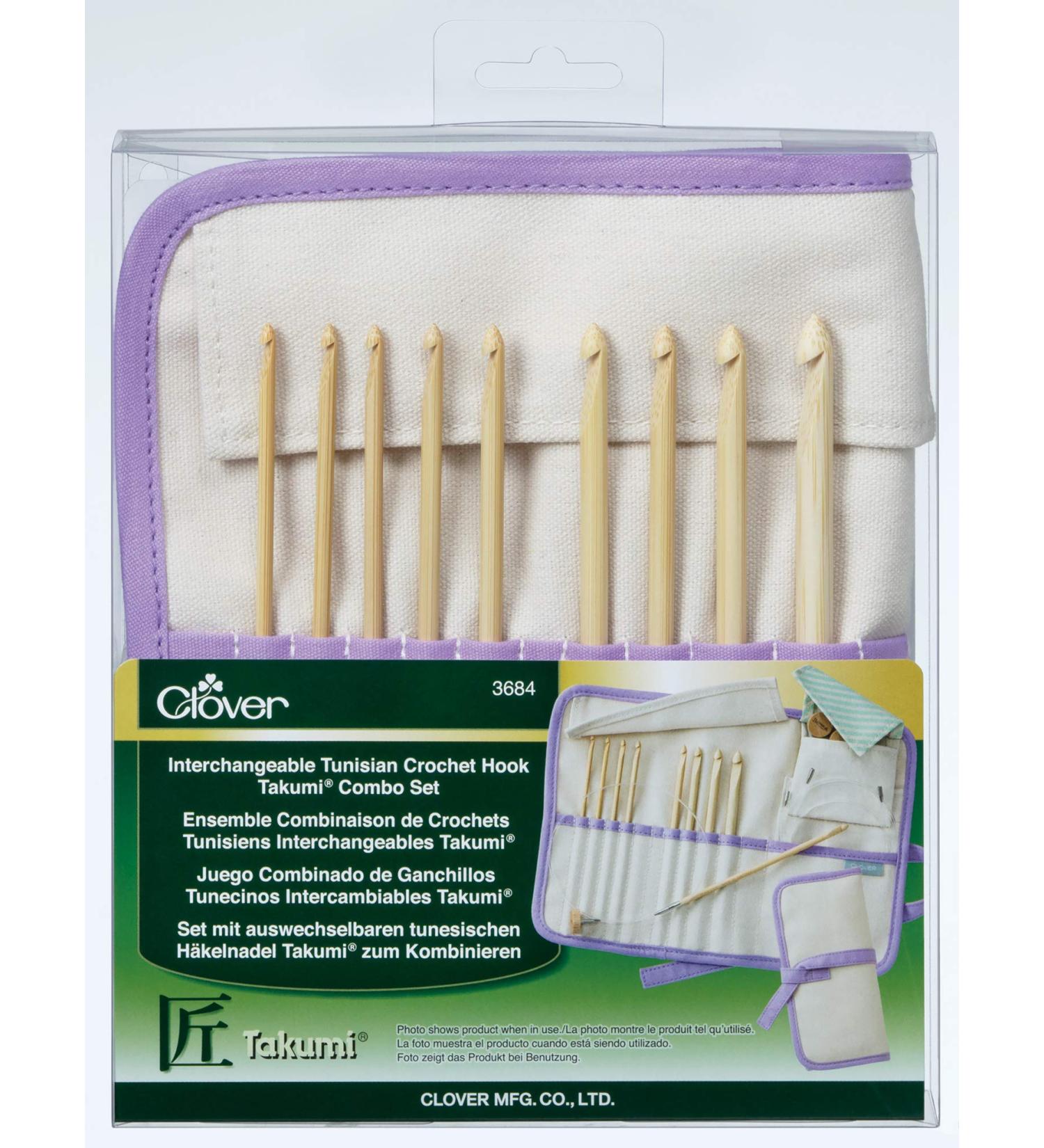 Clover Takumi Brown Interchangeable Tunisian Crochet Hook Combo Set - Buy Online on GoSupps.com