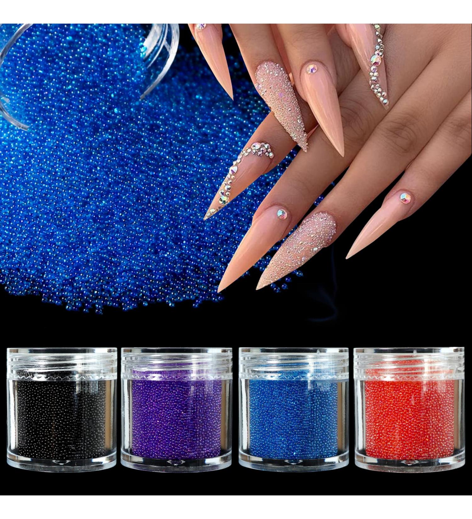 4 Colors Caviar Beads Nail Crystals Micro Pixie Beads Multicolor Glass Pixie Crystals for 3D Nail Art DIY Charms Decorations (Crystal AB) - Buy Online on GoSupps.com