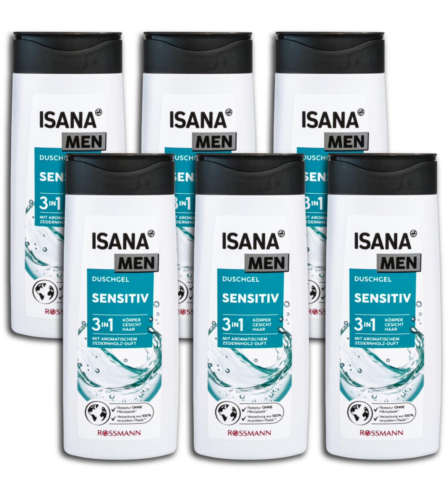 GmbH ISANA Men 3-in-1 Sensitive Shower Gel 6 x 300 ml