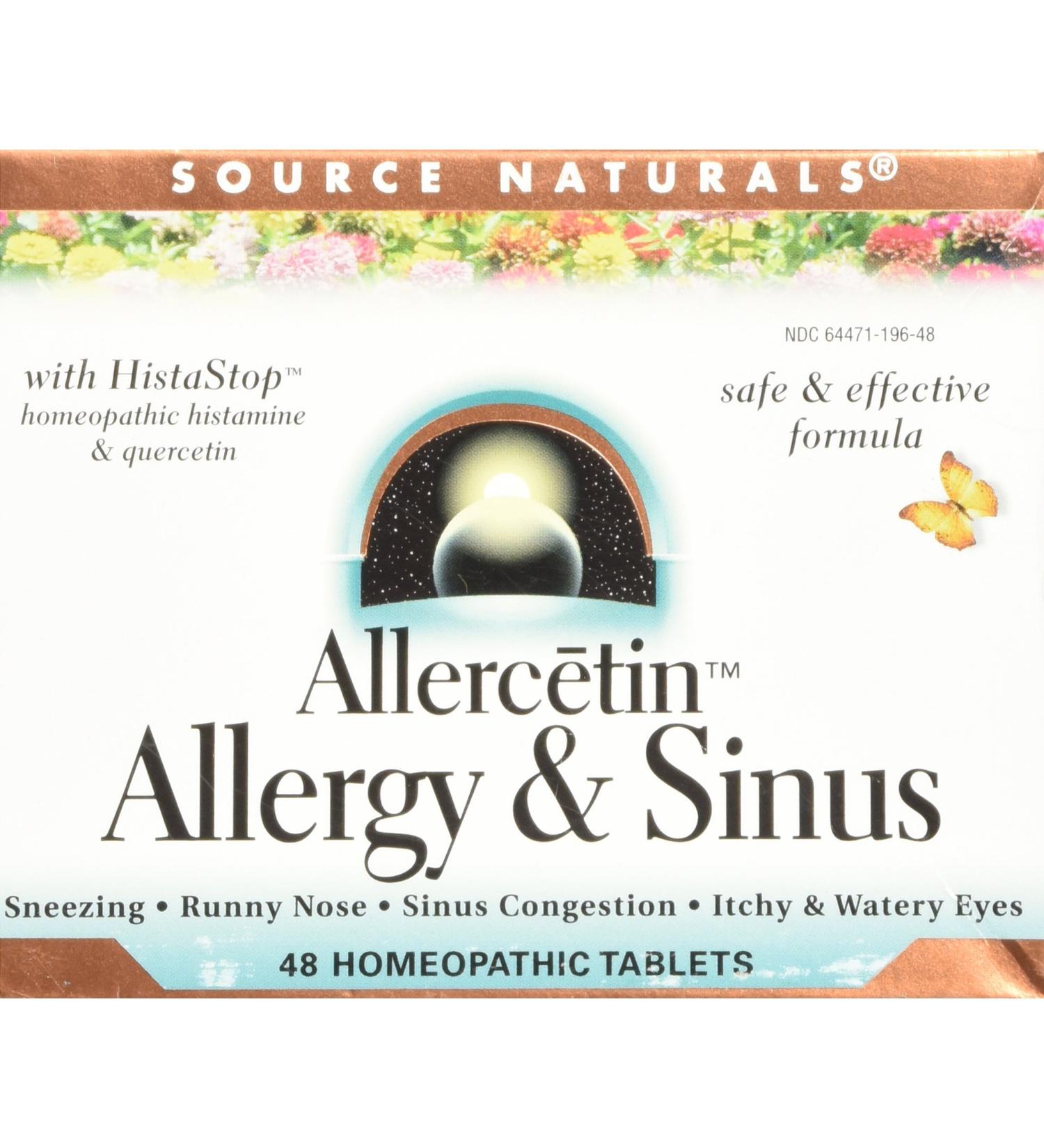 Source Naturals Allercetin Allergy & Sinus Homeopathic Tablets 48ct - Relief for Allergies and Sinus Congestion - Buy Online on GoSupps.com