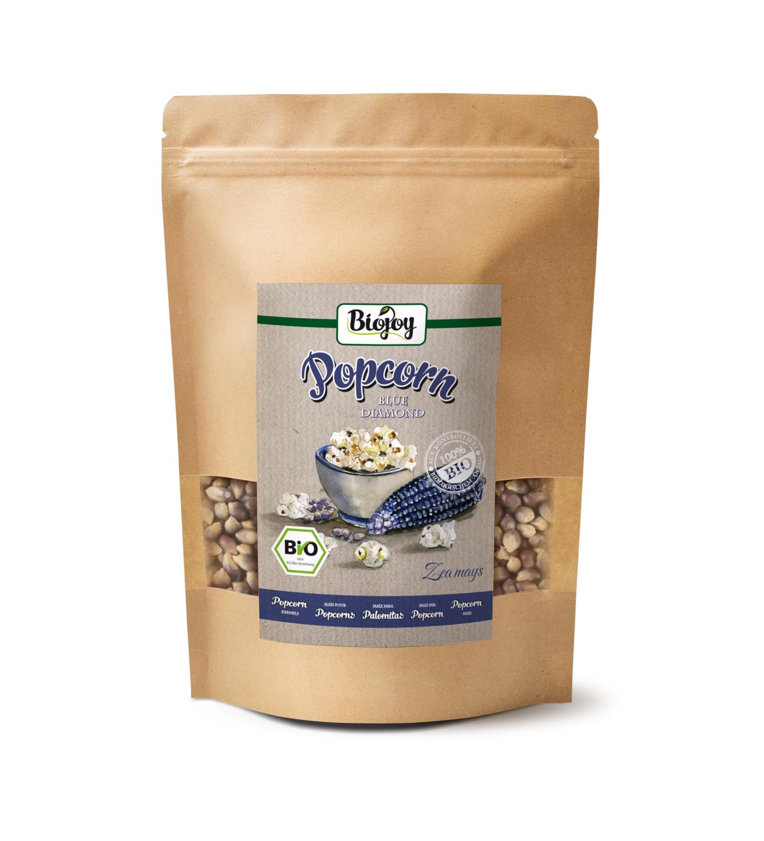 Biojoy Organic Diamond Blue Popcorn - 1 kg | Unsweetened & Unsalted Cinema Popcorn | International Shipping Available - Buy Online on GoSupps.com