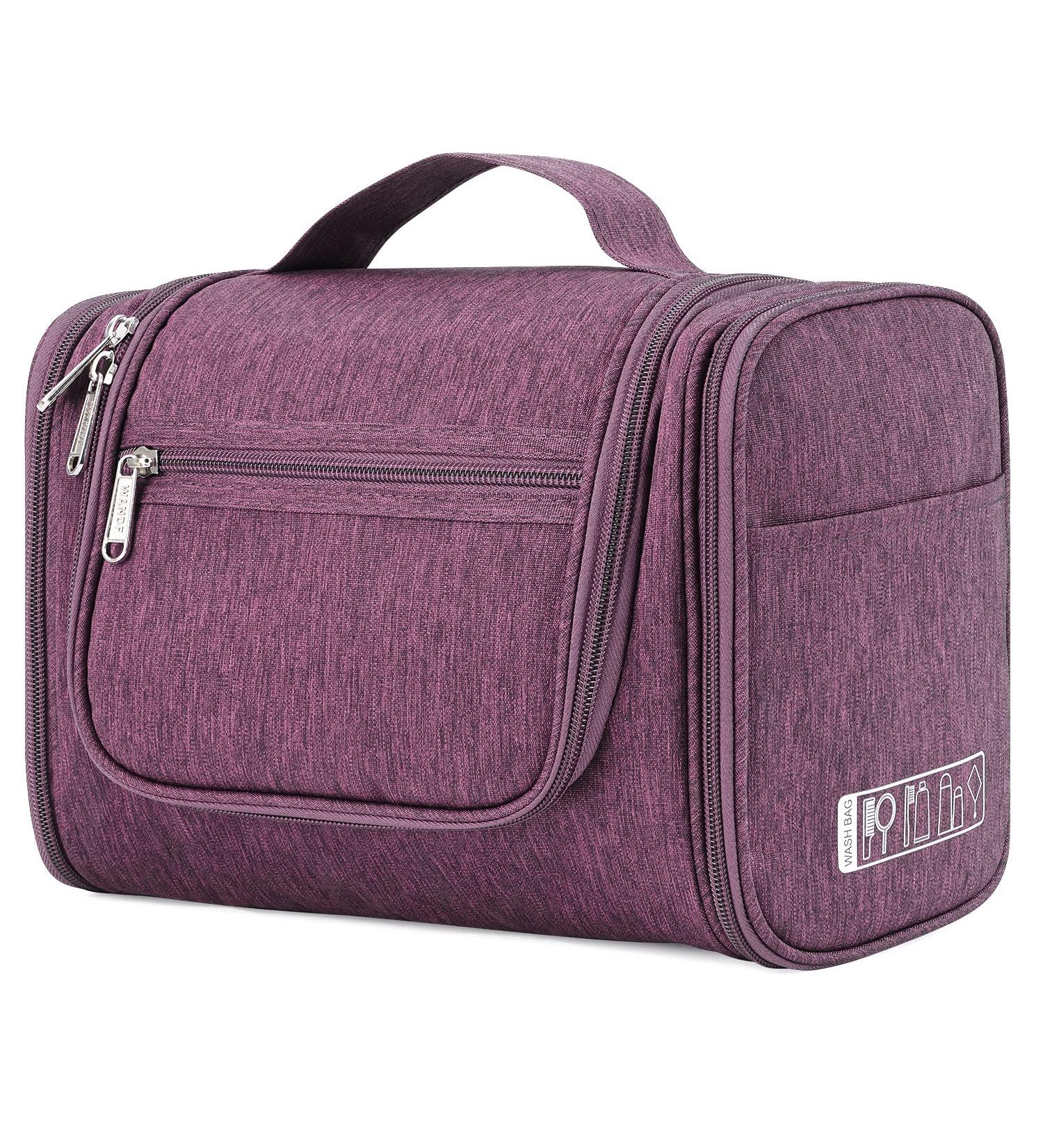 WANDF Large Hanging Toiletry Wash Bag Organizer - Denim Purple | Travel Makeup & Cosmetic Case for Men and Women - Buy Online on GoSupps.com