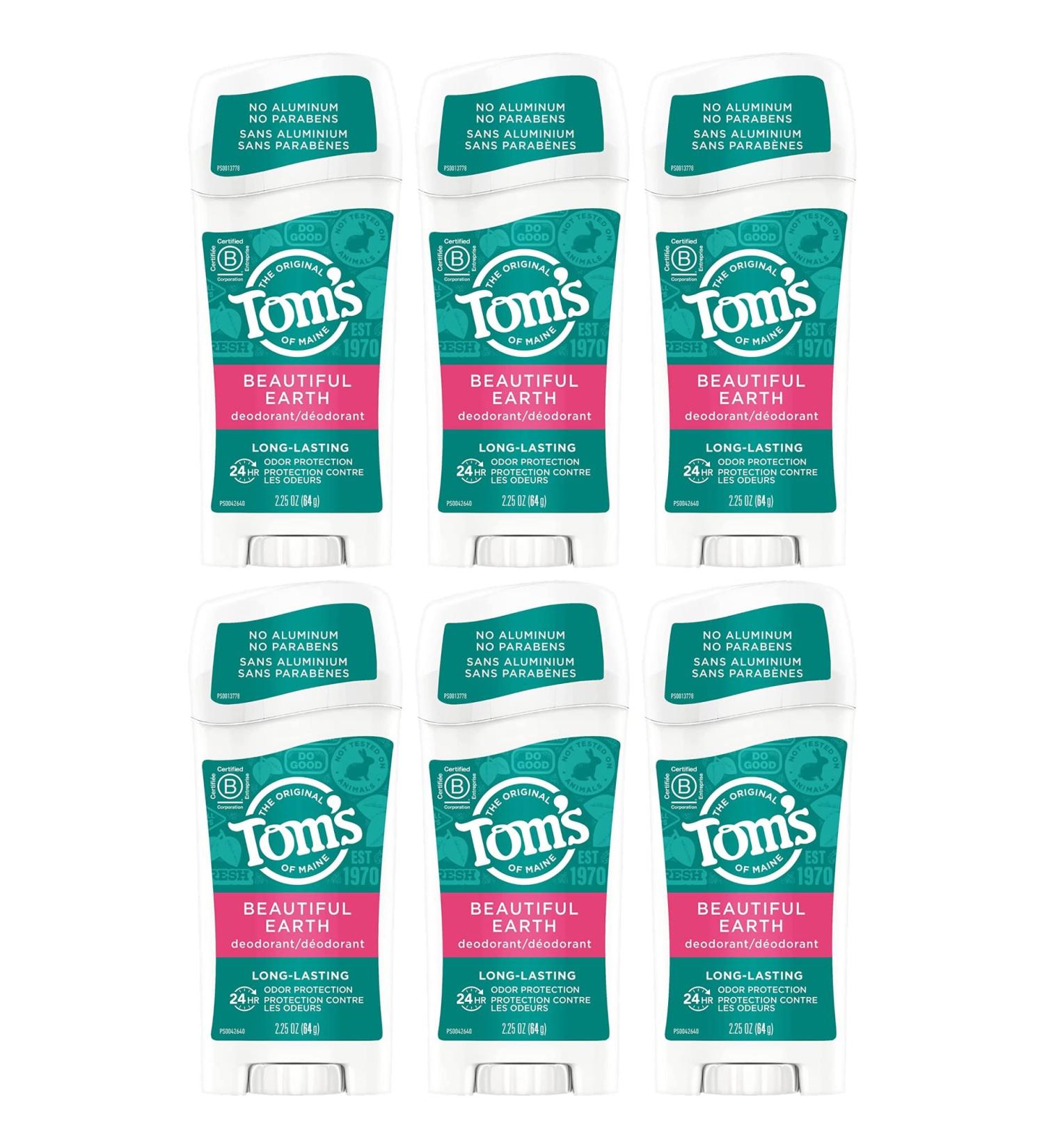 Tom's of Maine Natural Women's Deodorant - Beautiful Earth - 6 Pack - 2.25 oz - Buy Online on GoSupps.com