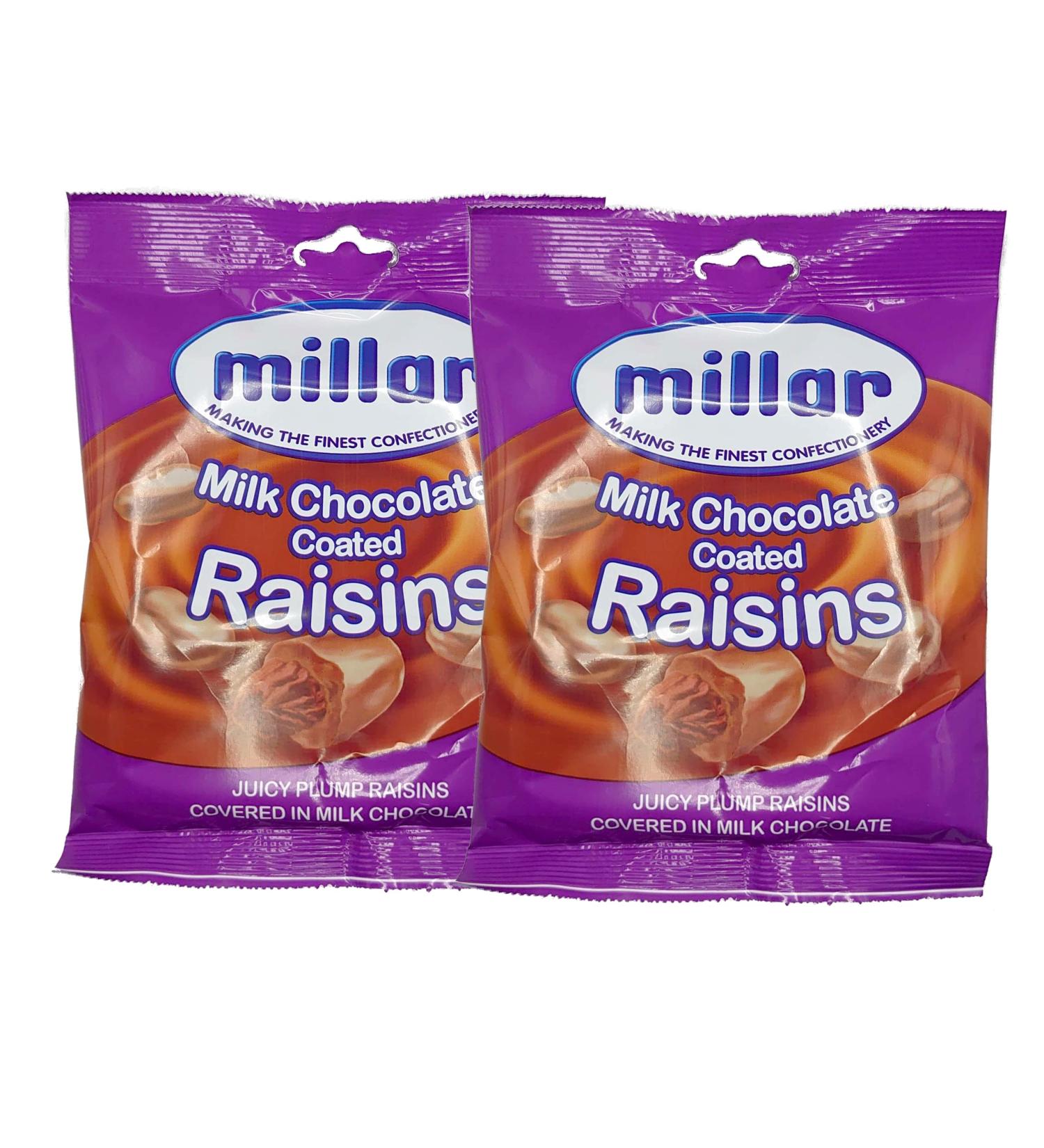 2 Pack Of Millar Milk Chocolate Coated Raisins