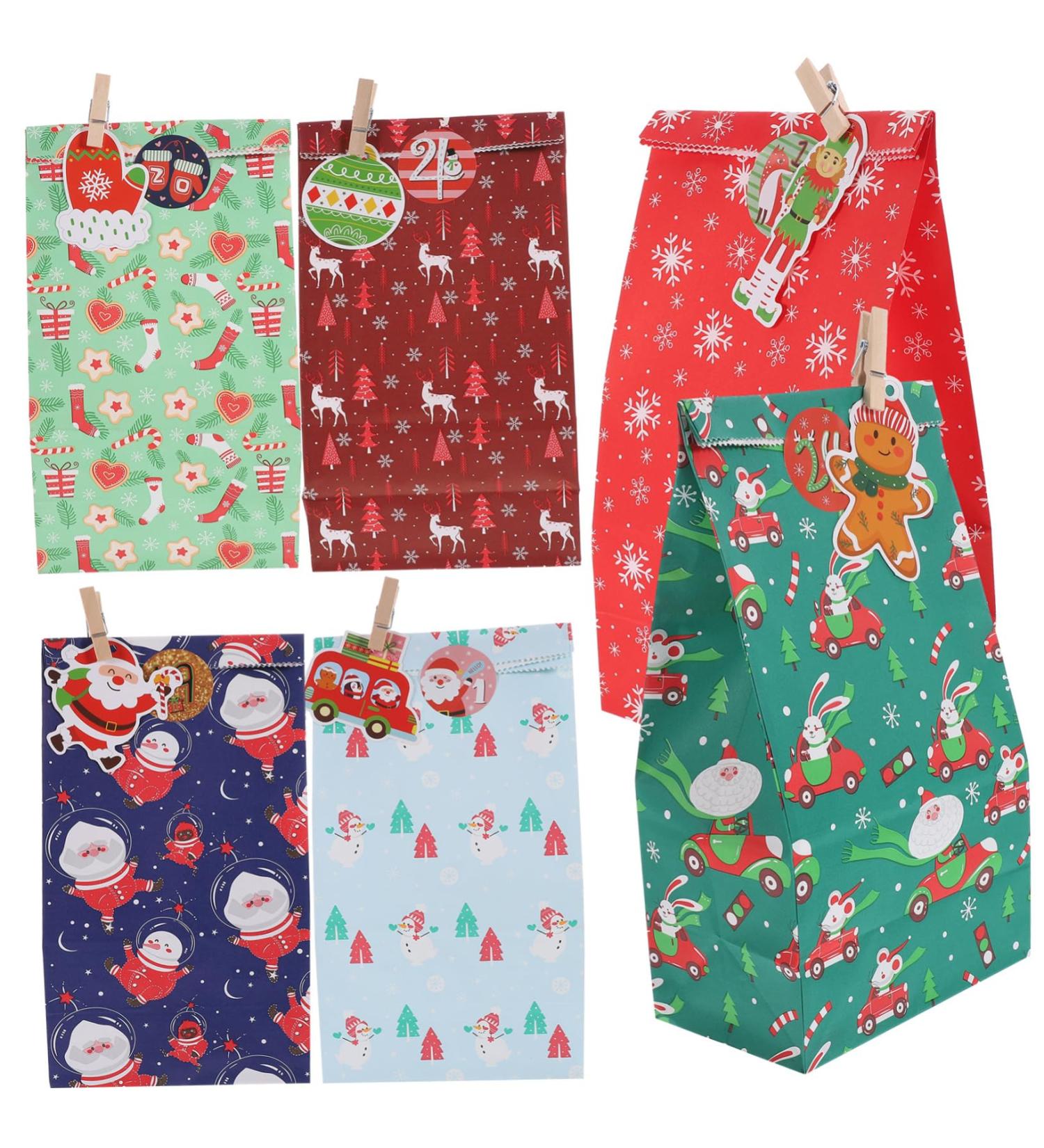 VILLFUL 1 Set 24 Advent Paper Bag DIY Advent Calendar Kits Calendar Bags Rope As Shown 23X12X1CM - Buy Online on GoSupps.com