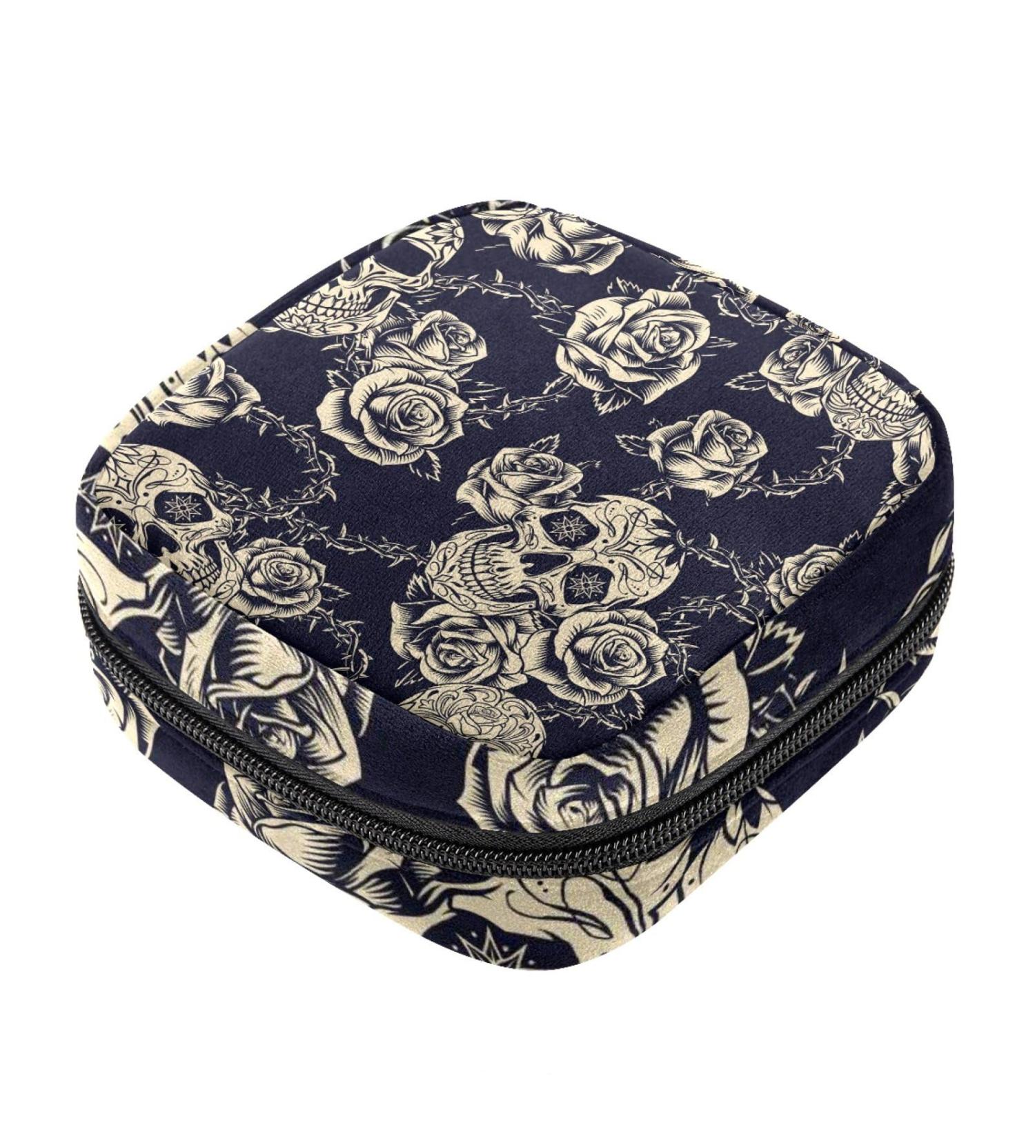 Skull Flowers Pattern Sanitary Napkin Storage Bag - Portable Period Kit Holder - Color 10 - Buy Online on GoSupps.com