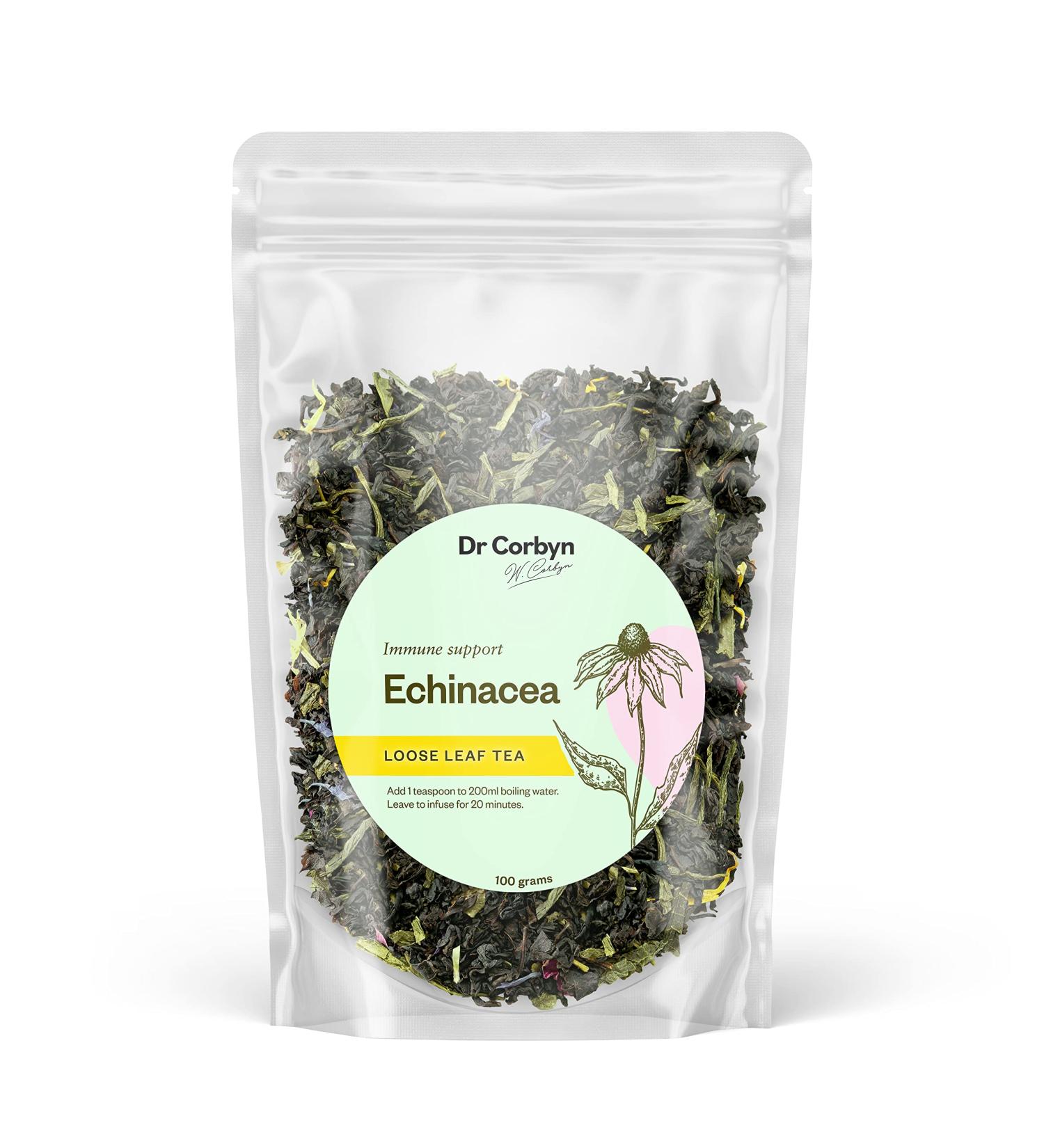 Dr Corbyn Echinacea Loose Leaf Tea - Immune Support Herbal Infusion (100g) - Buy Online on GoSupps.com
