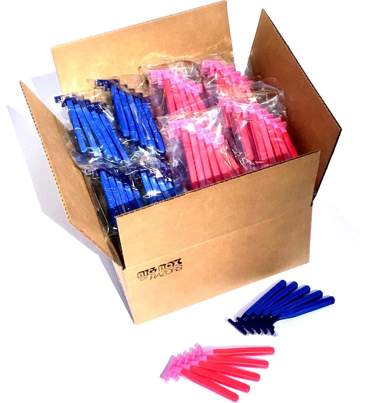 500 Box Combo Blue & Pink Razor Blades - High-End Disposable Stainless Steel Twin Blade Shavers for Men & Women with Aloe Vera Strip - International Shipping Available - Buy Online on GoSupps.com