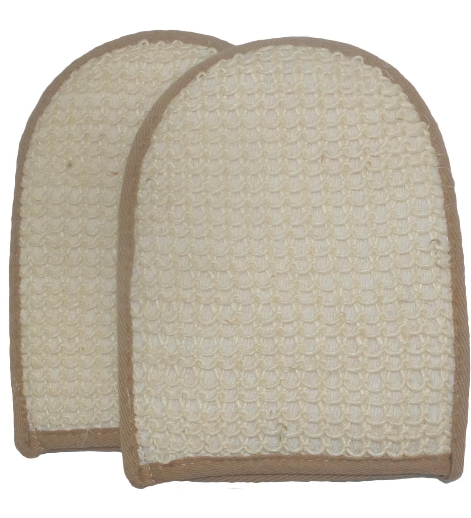 Natural Exfoliating Sisal Fiber Loofah Glove Mitt Mitten - 2 Pack for Bath Spa Shower - Gentle Skin Scrubber for Humans & Pets - Buy Online on GoSupps.com
