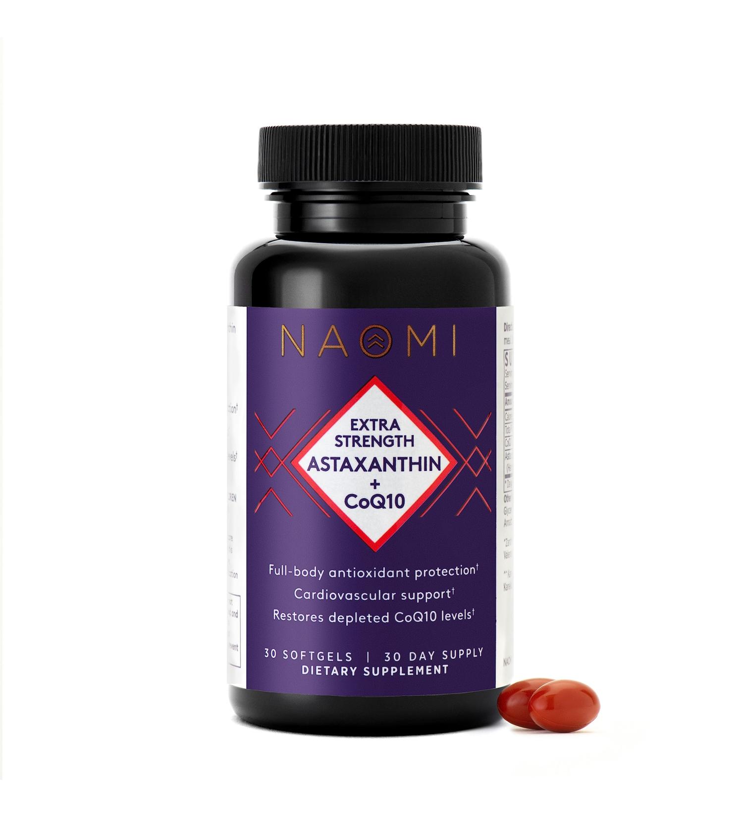 NAOMI Extra Strength Astaxanthin + CoQ10 - High Absorption Antioxidants for Energy Cardiovascular & Immune Support | 30-Day Supply - Buy Online on GoSupps.com