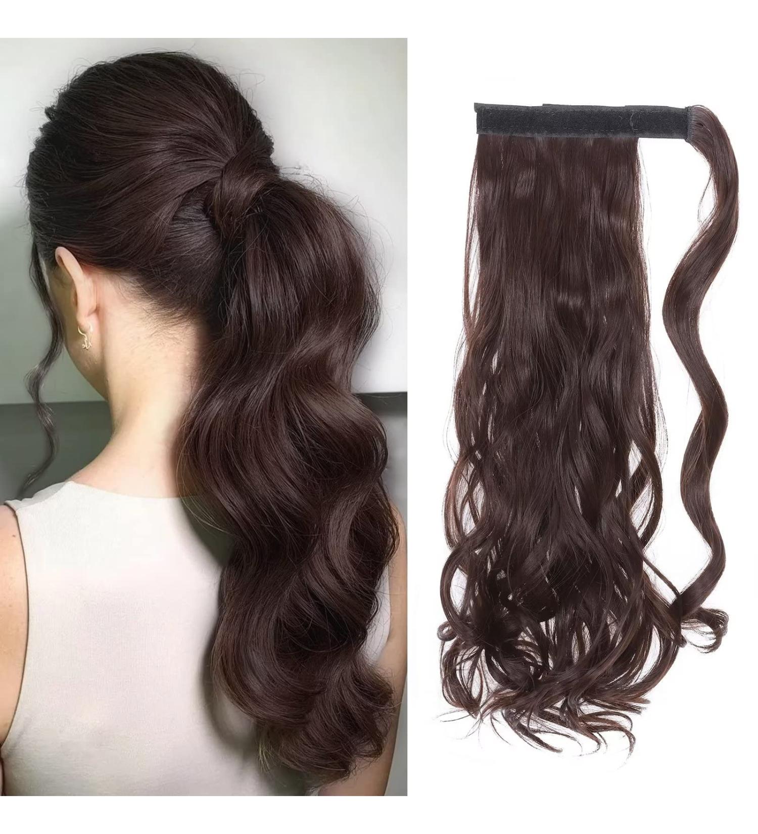 Tess 40cm Wavy Ponytail Extension - Dark Brown (#4A) - High-Quality 90g Braid Hair Extension for Length and Volume - Buy Online on GoSupps.com