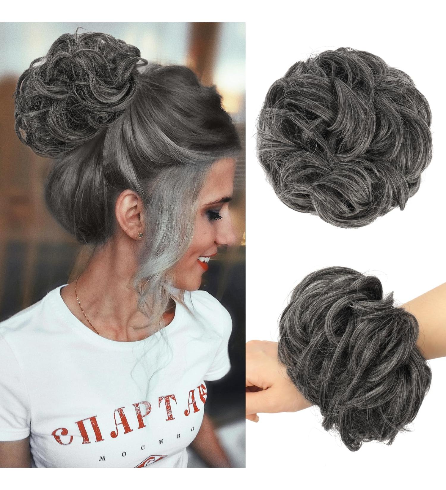 Shop Dark Gray Fine Hair Part with Rubber Band - Large Dutt Synthetic Hair Extension Ponytail for Women & Girls - 55g - Buy Online on GoSupps.com