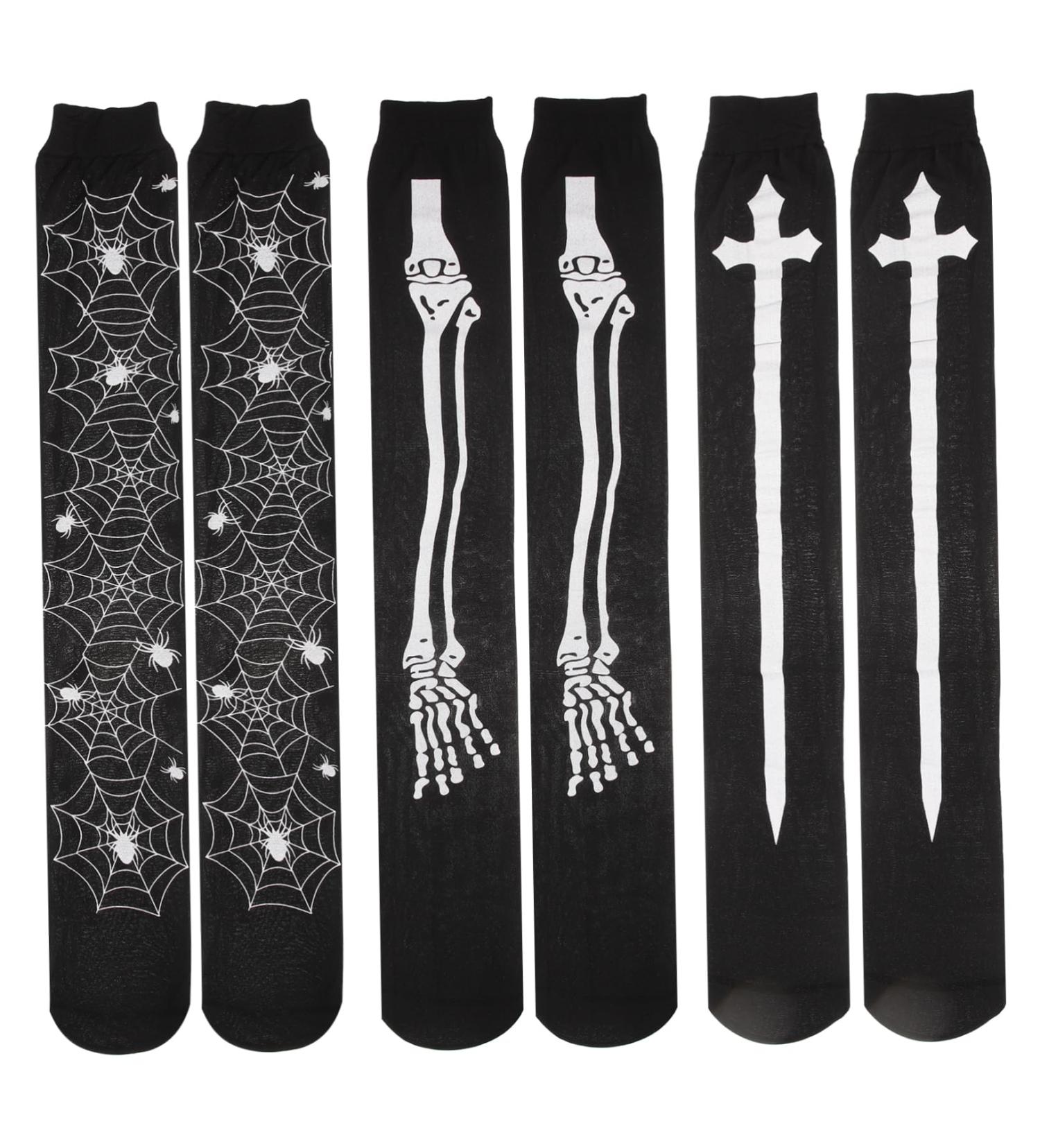 Shop Healeeved Halloween Couples Dresses & Cosplay Stockings - Overknee Sweet Socks with Skull Motif for Women - Buy Online on GoSupps.com