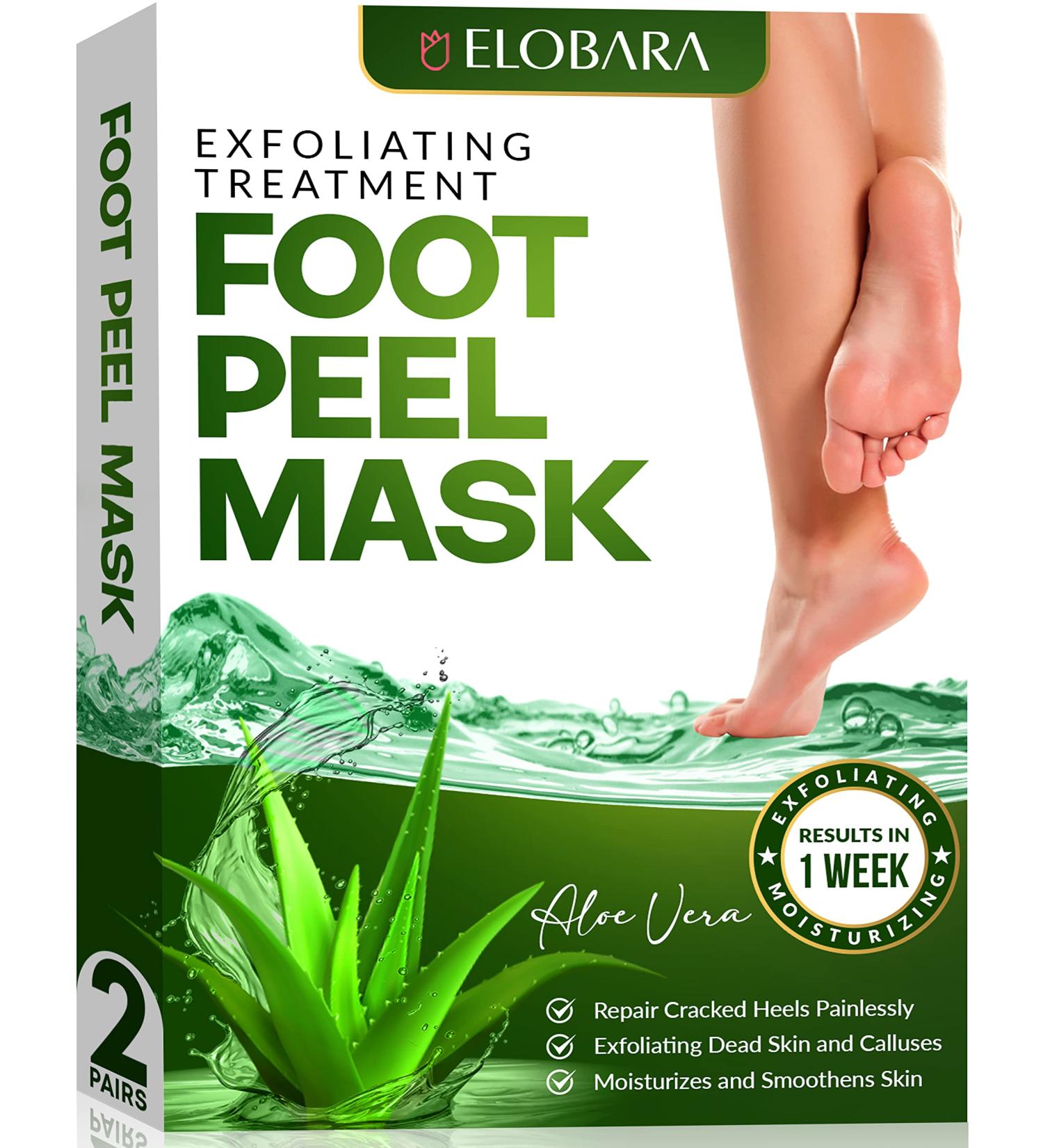 Elobara Foot Peel Mask 2 Pack - Exfoliate Dead Skin, Repair Cracked Heels & Calluses for Baby Soft Feet - Hydrating & Pain-Free Treatment for Smooth, Silky Skin - Buy Online on GoSupps.com