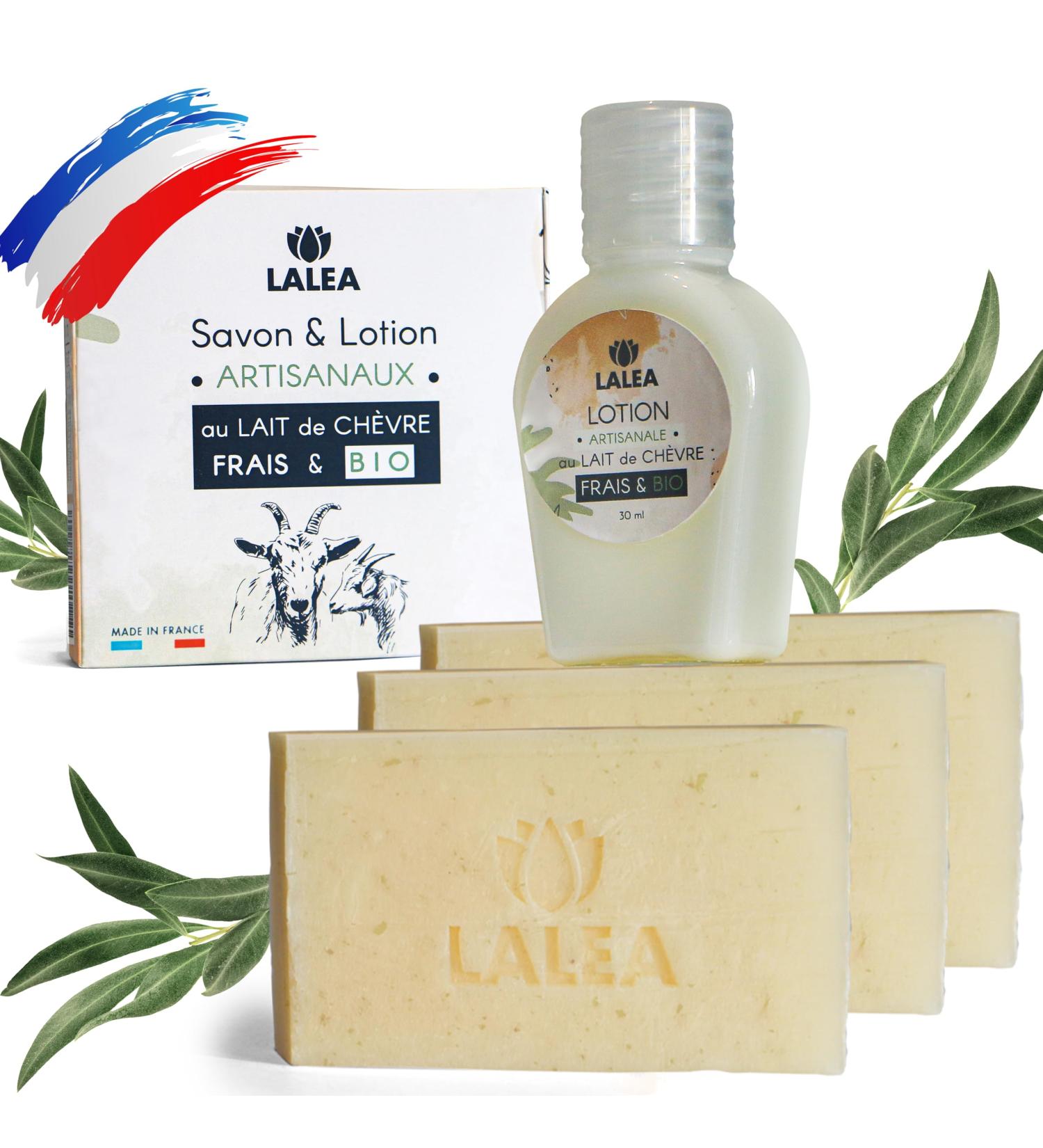 Organic Goat Milk Soap (3X 100g) | Lotion gift (30 mL) | anti-acne facial care French artisanal manufacturing Organic Goat Milk Mask blackhead Natural Care - Buy Online on GoSupps.com