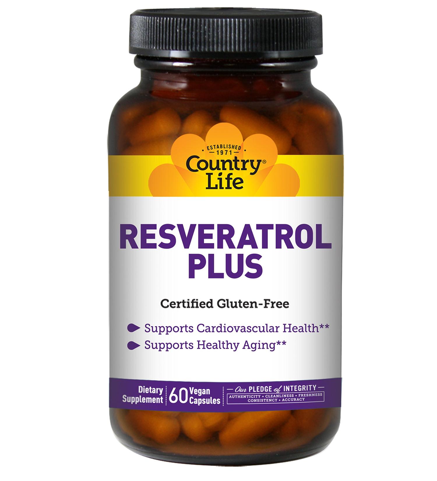 Country Life Resveratrol Plus - 60 Vegan Capsules for Antioxidant Support - Buy Online on GoSupps.com