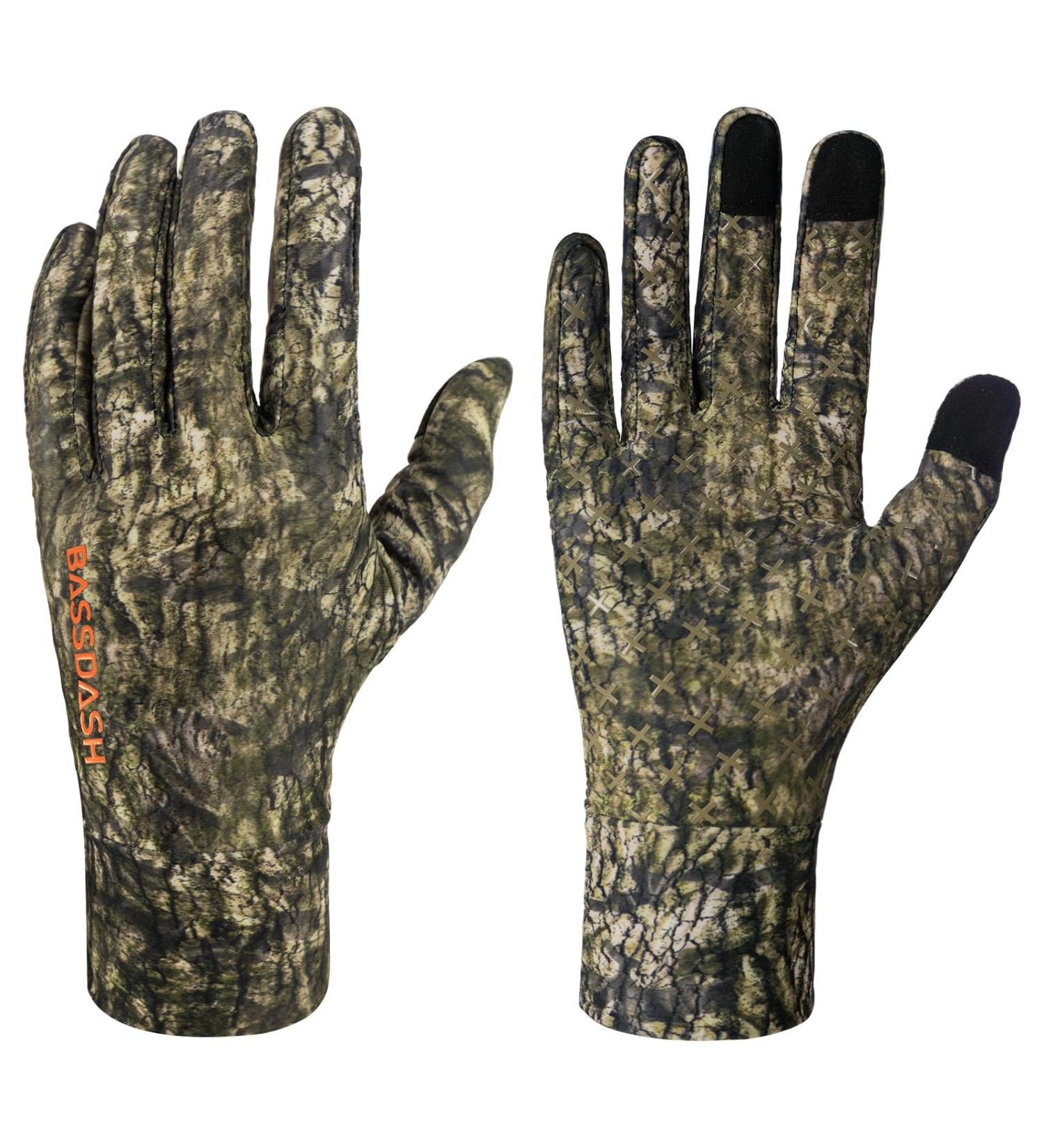 Bassdash Men's Camo Hunting Gloves | UPF 50+ Lightweight Touchscreen | Ideal for Fishing Hiking & Outdoor Activities | Moosholz XL - Buy Online on GoSupps.com