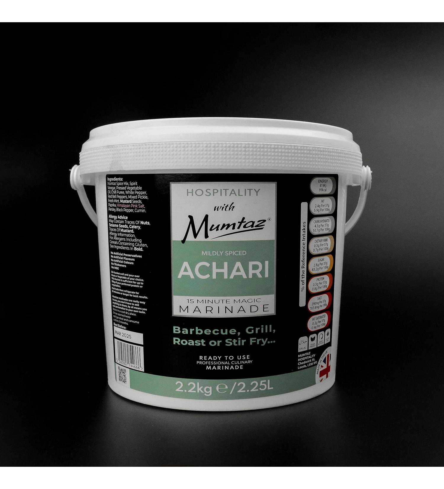 Mumtaz ACHARI Marinade Catering/Party Size Bucket - BULK 2.2Kg - Restaurant Quality - Medium Spiced - BBQ - Grill - Roast - Stir or Air fry.All Natural Ingredients- Gluten Free- Vegan Friendly. - Buy Online on GoSupps.com