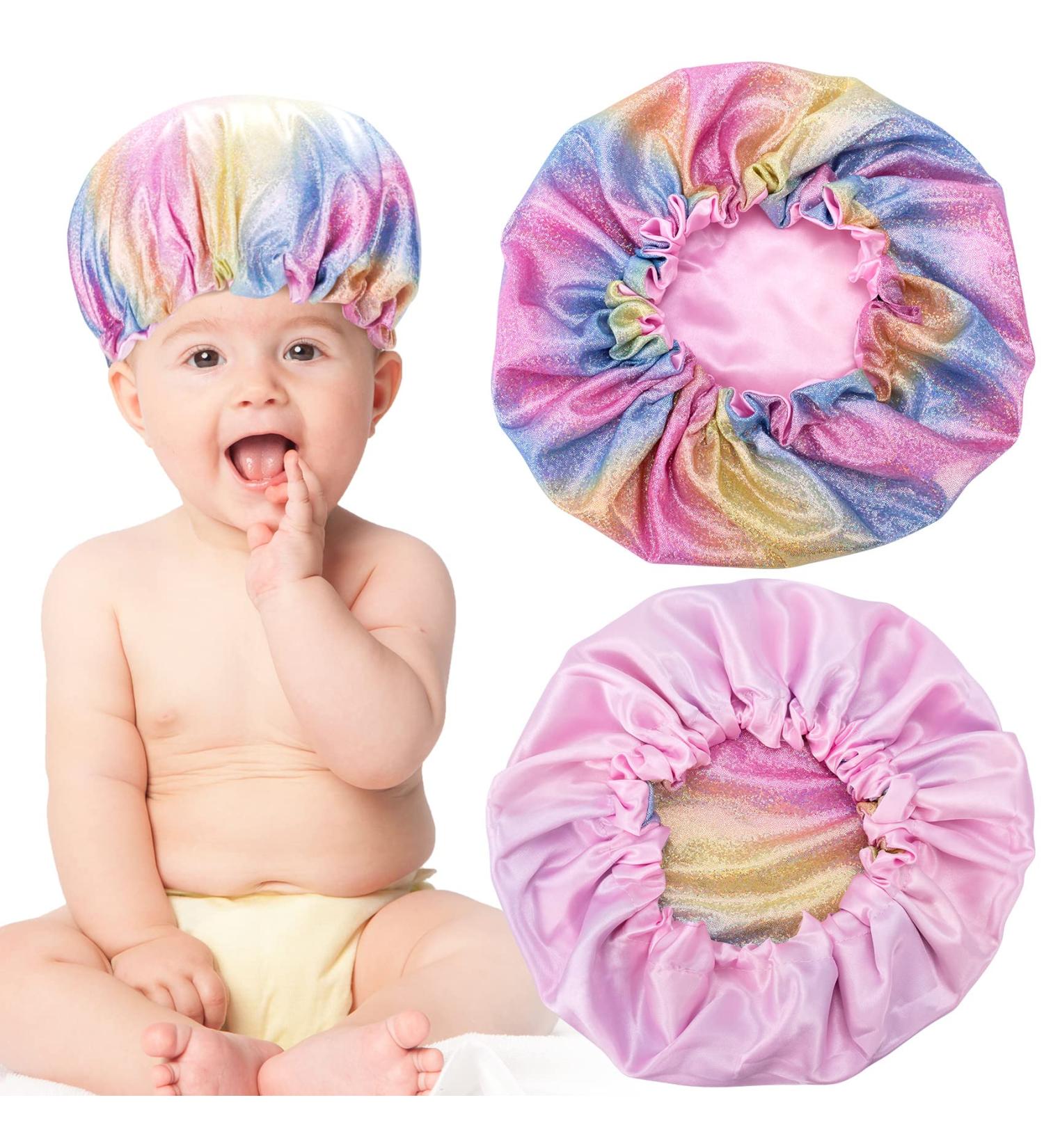OIIKI 2PCS Kids Silk Bonnets - Colorful Sparkle Adjustable Caps for Soft Night Sleep - Hair Protect Accessories for Children - Buy Online on GoSupps.com