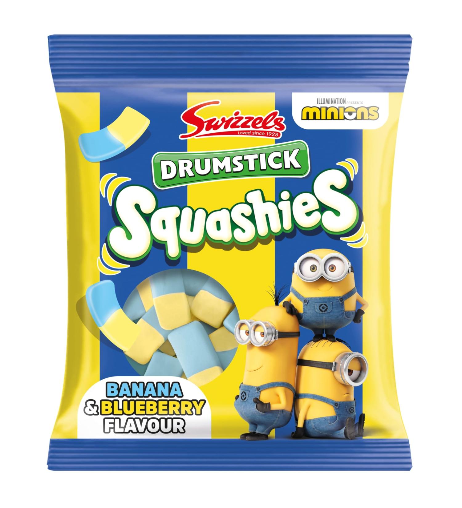 Swizzels Squashies Minion Sweets - Banana & Blueberry Flavour - Single Bag 120g