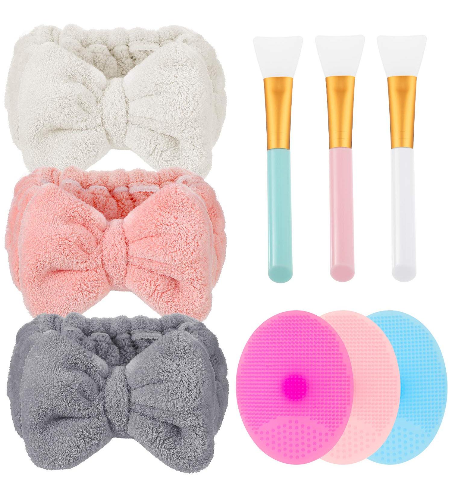 3-Piece Spa Headband Set with Face Mask Applicator and Silicone Cleanser Brushes - Buy Online on GoSupps.com