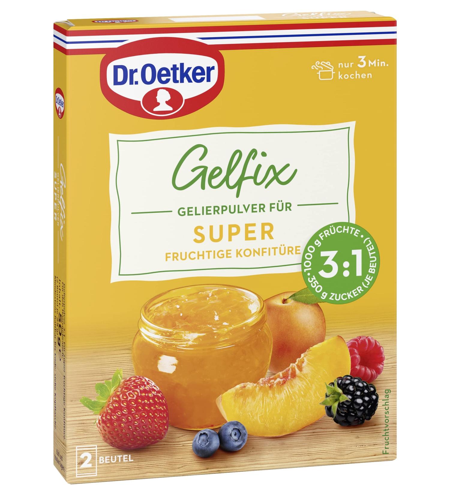Dr. Oetker Gelfix Super 3:1 - 8-Pack Gelling Powder for Fruity Jam Vegan Jams & Gel es 50g Bags - Buy Online on GoSupps.com