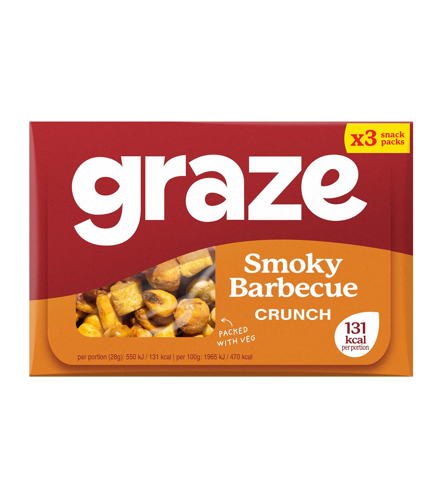 Graze Smoky BBQ 3 Pack Crunchy Snacks 31g - Buy Online on GoSupps.com
