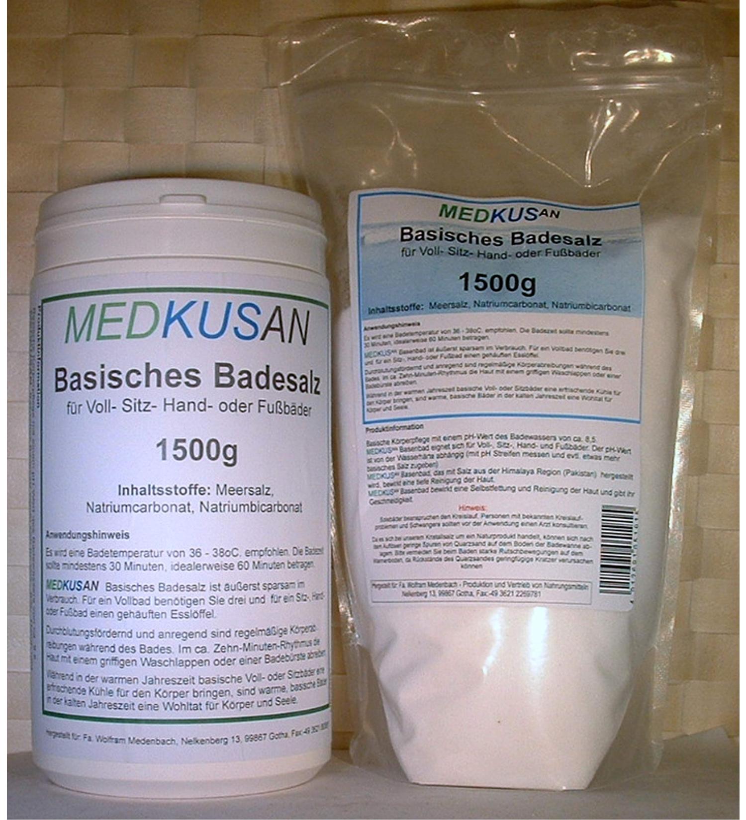 MEDKUSAN - Alkaline bath salt in 1500g can + 1500g refill bag