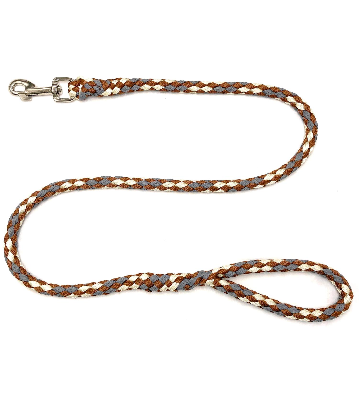 Dogeline large dogs jumbo with hand loop up to 80 kg / guide line / practice line / training line very stable 17 colors (1.30m country (gray-beige brown)) 1.30m country (gray-beige-brown)