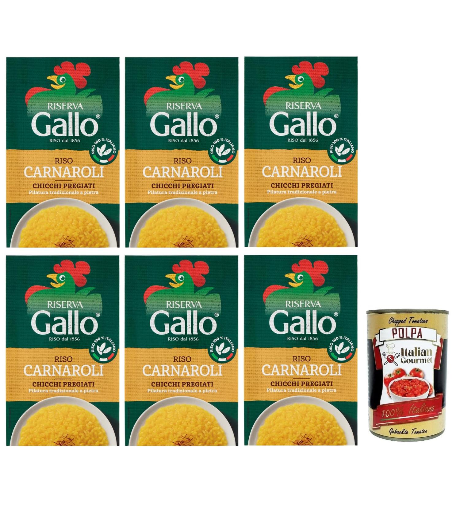  Italian Gourmet E.R. Gallo Riserva Carnaroli 100% Italian Rice Cooking Time 15 Minutes Ideal for Risottos 1 kg Pack + Gourmet Italian Tomato Pulp Box 400 g - Buy Online on GoSupps.com