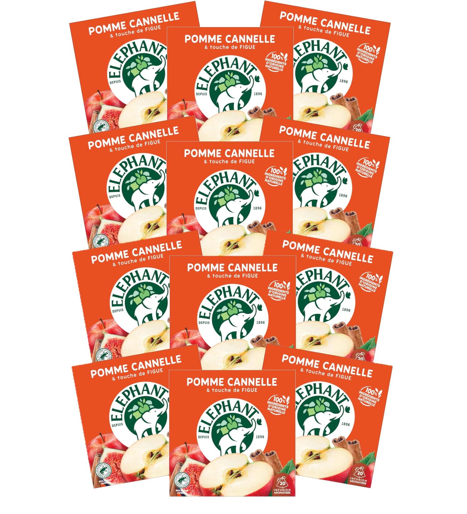Elephant Infusion Go t Pomme Cannelle et Figue Certifi Rainforest Alliance Ingr dients d'Origine 100% Naturelle 240 Sachets Pyramid - Buy Online on GoSupps.com